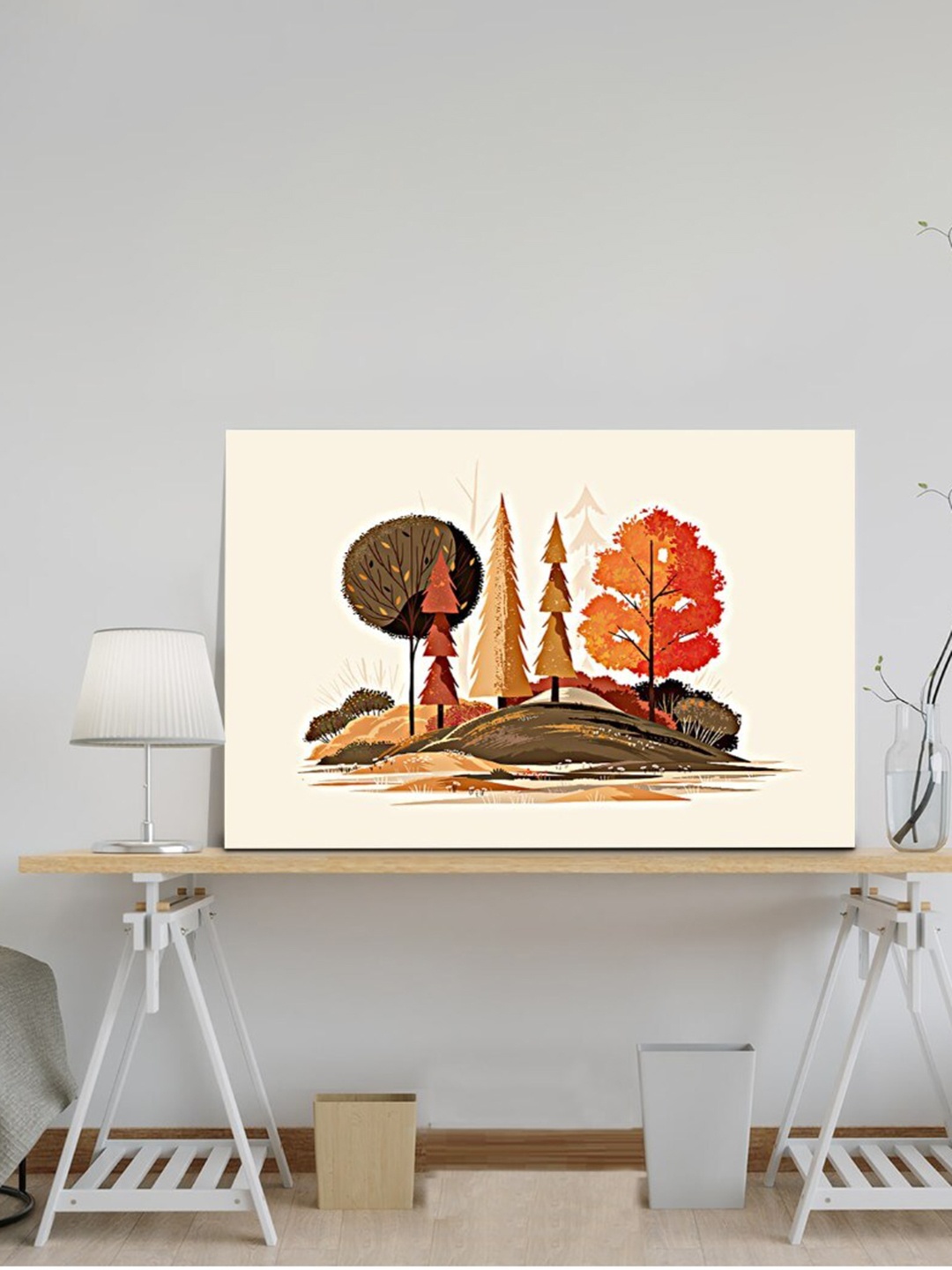 

SPACE OF JOY Beige & Orange Floral Canvas Painting Wall Art