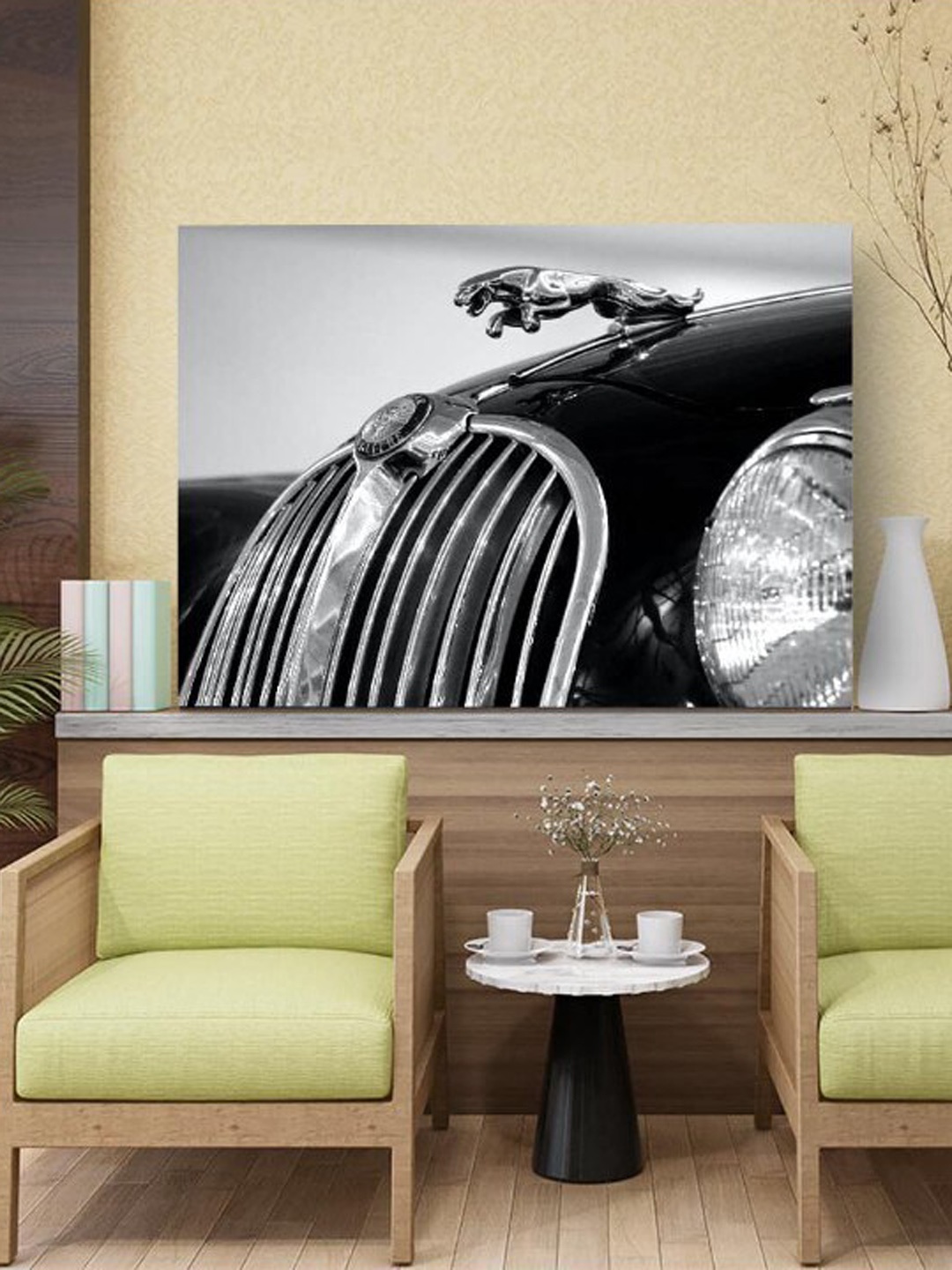 

SPACE OF JOY Grey & Black The Jaguar Canvas Painting Wall Art