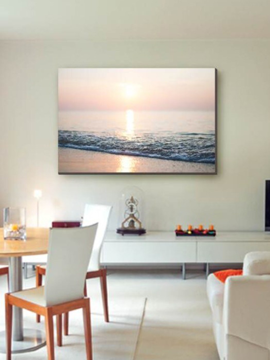 

SPACE OF JOY Pink & Blue Sunrise Katerini Canvas Painting Wall Art