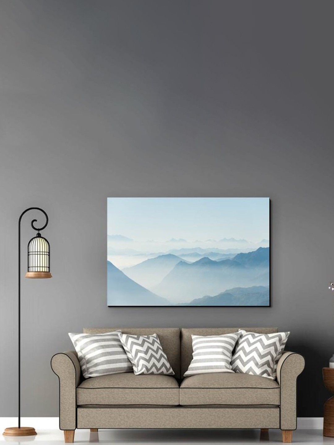 

SPACE OF JOY White & Blue Abstract Canvas Painting Wall Art