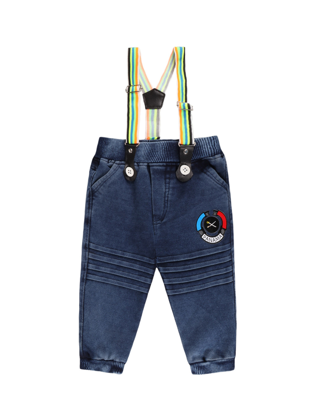 

Wish Karo Boys Classic Regular Fit Light Fade Stretchable Jeans With Suspenders, Blue