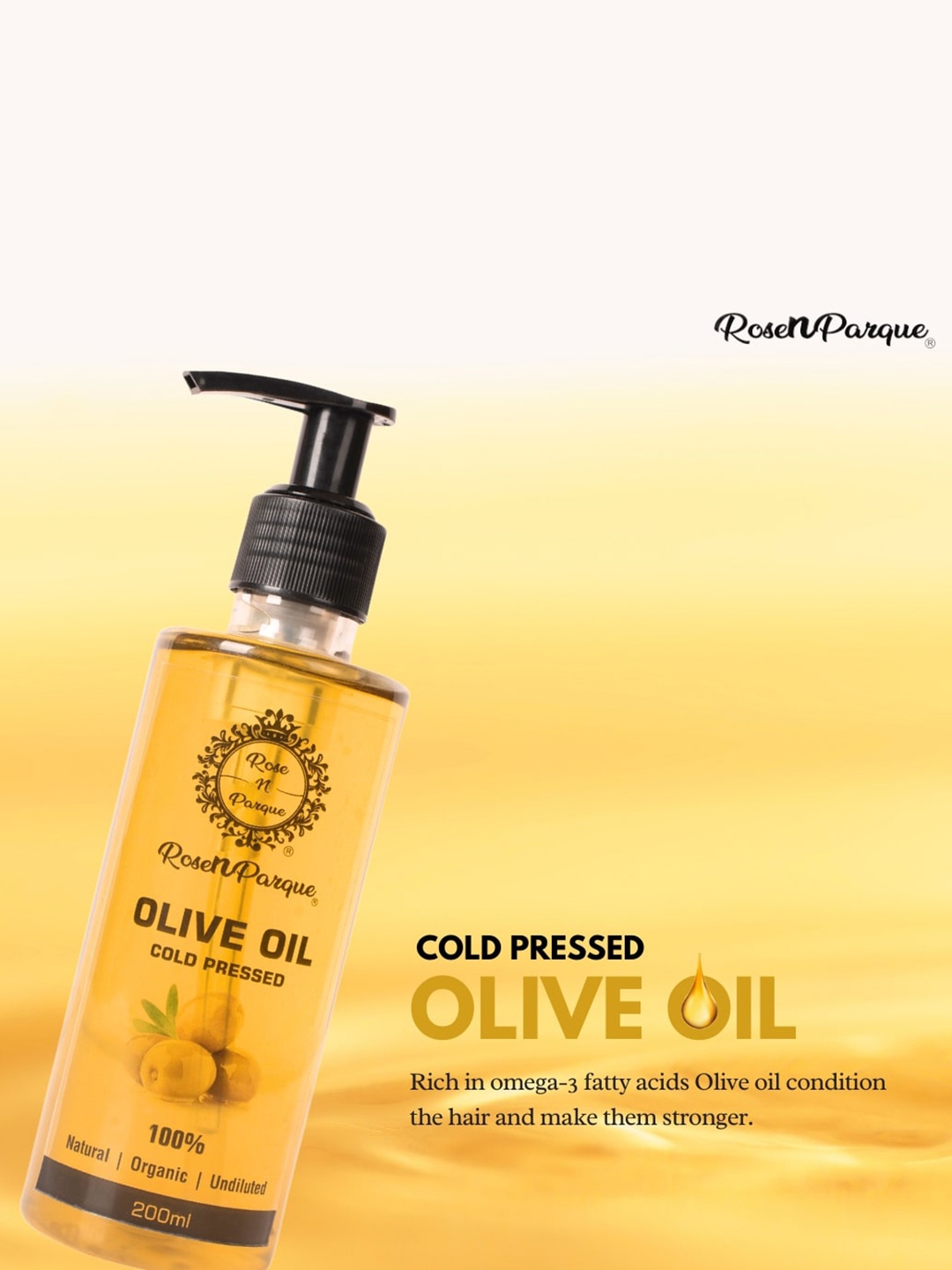 

ROSENPARQUE Pure & Natural Cold Pressed Olive (Jetun) Hair Oil - 200ml, Orange