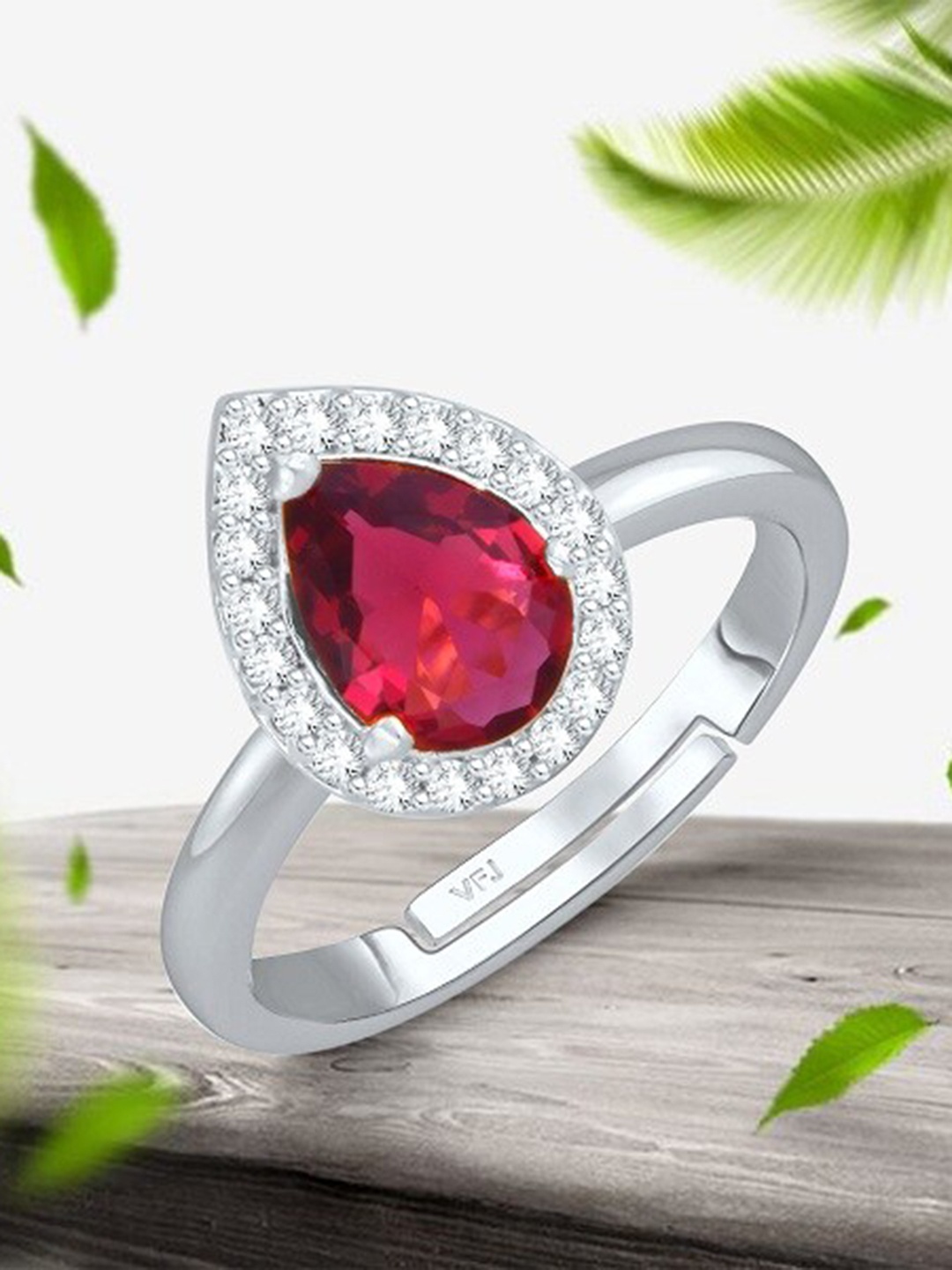 

Vighnaharta Rhodium-Plated AD Stone-Studded Adjustable Finger Ring, Silver