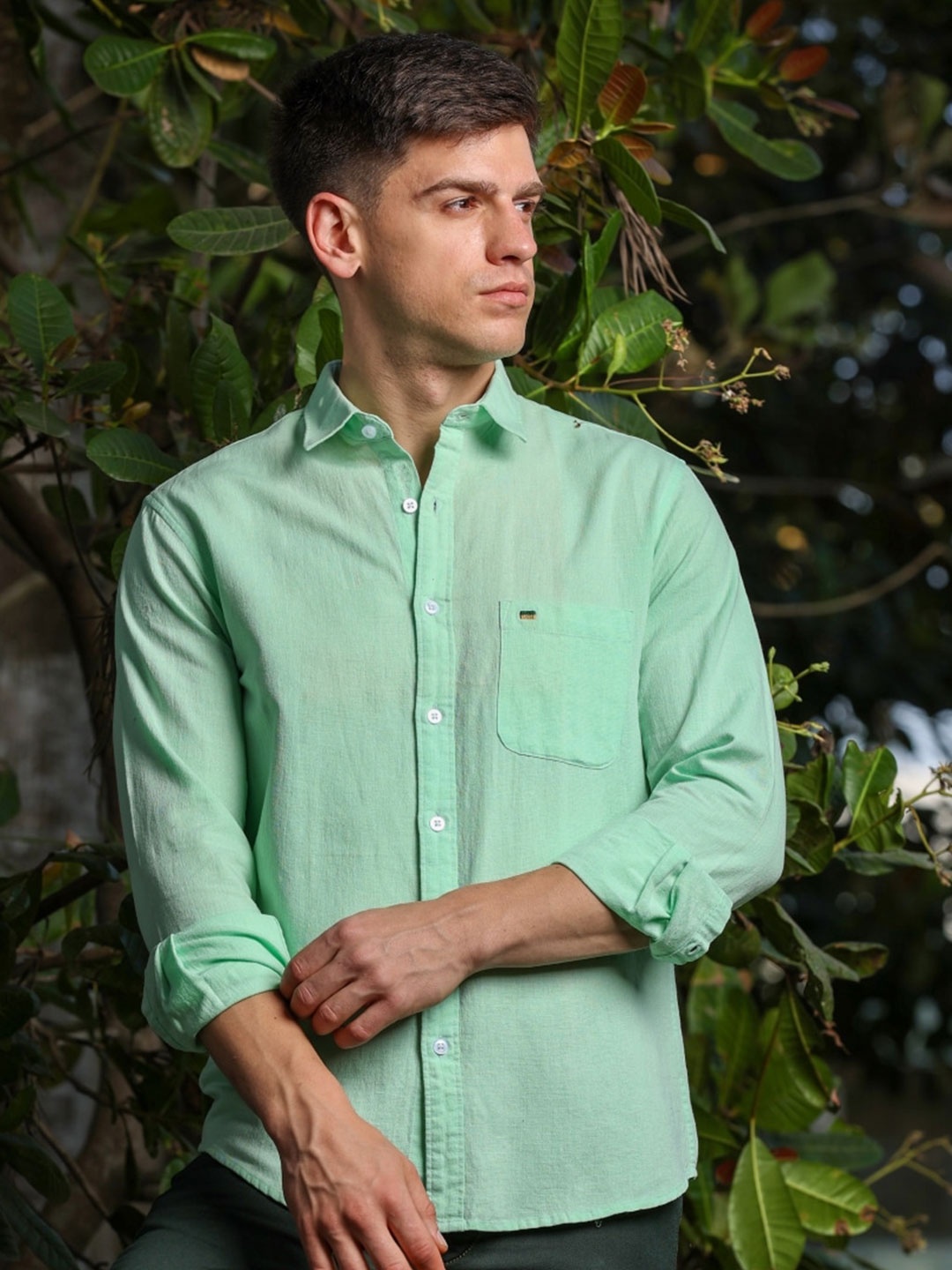 

Melvin Jones Comfort Cotton Linen Casual Shirt, Green
