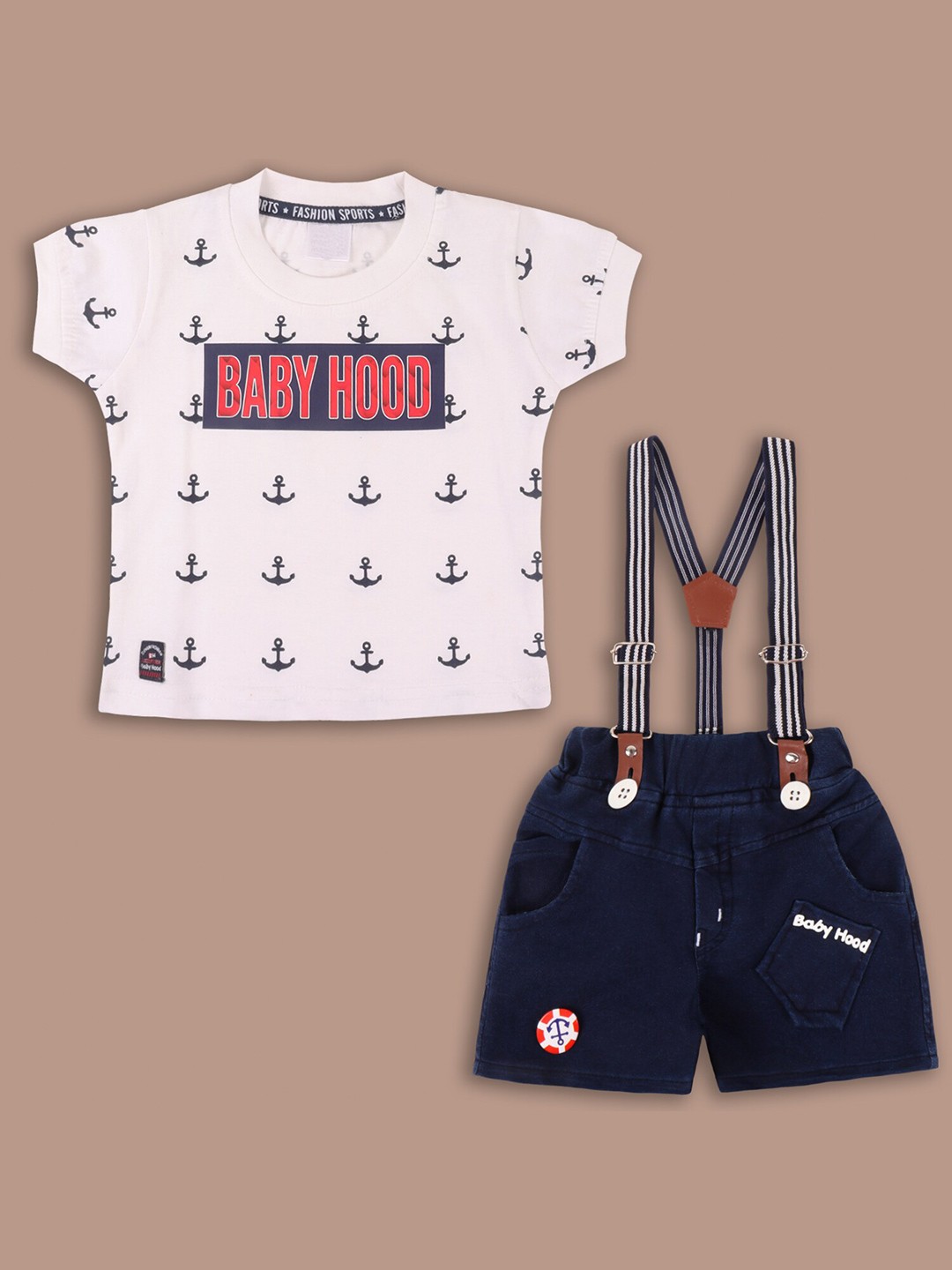 

Wish Karo Boys Printed T-shirt with Shorts, White