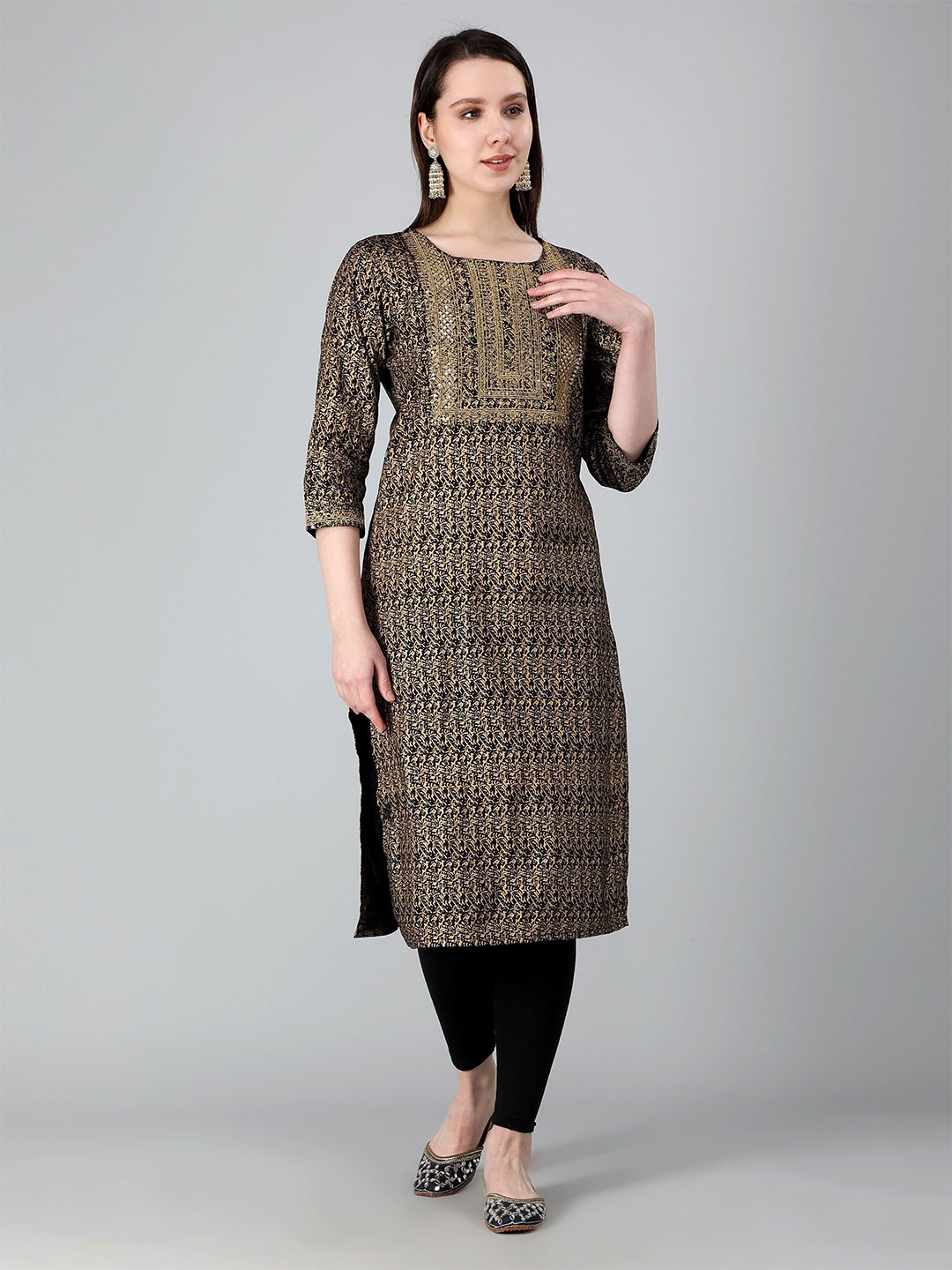 

BAESD Abstract Printed Straight Kurta, Black