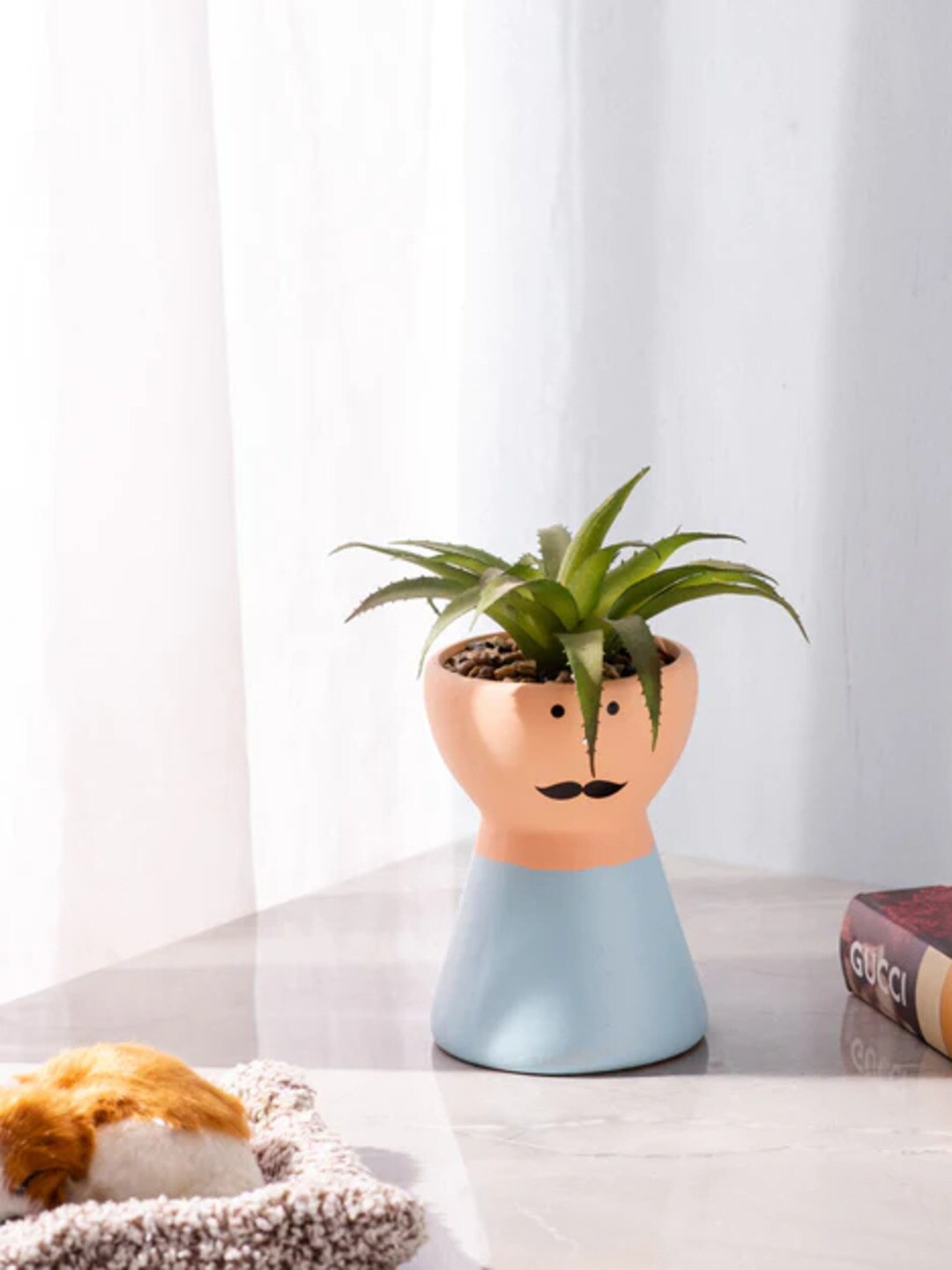 

THEDECORKART Peach Colored Textured Ceramic Planters