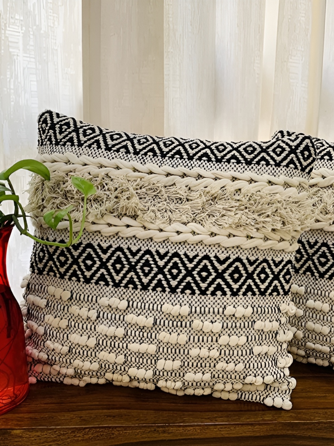 

Textile and Beyond Off White Pieces 2 Cotton Square Cushion Covers