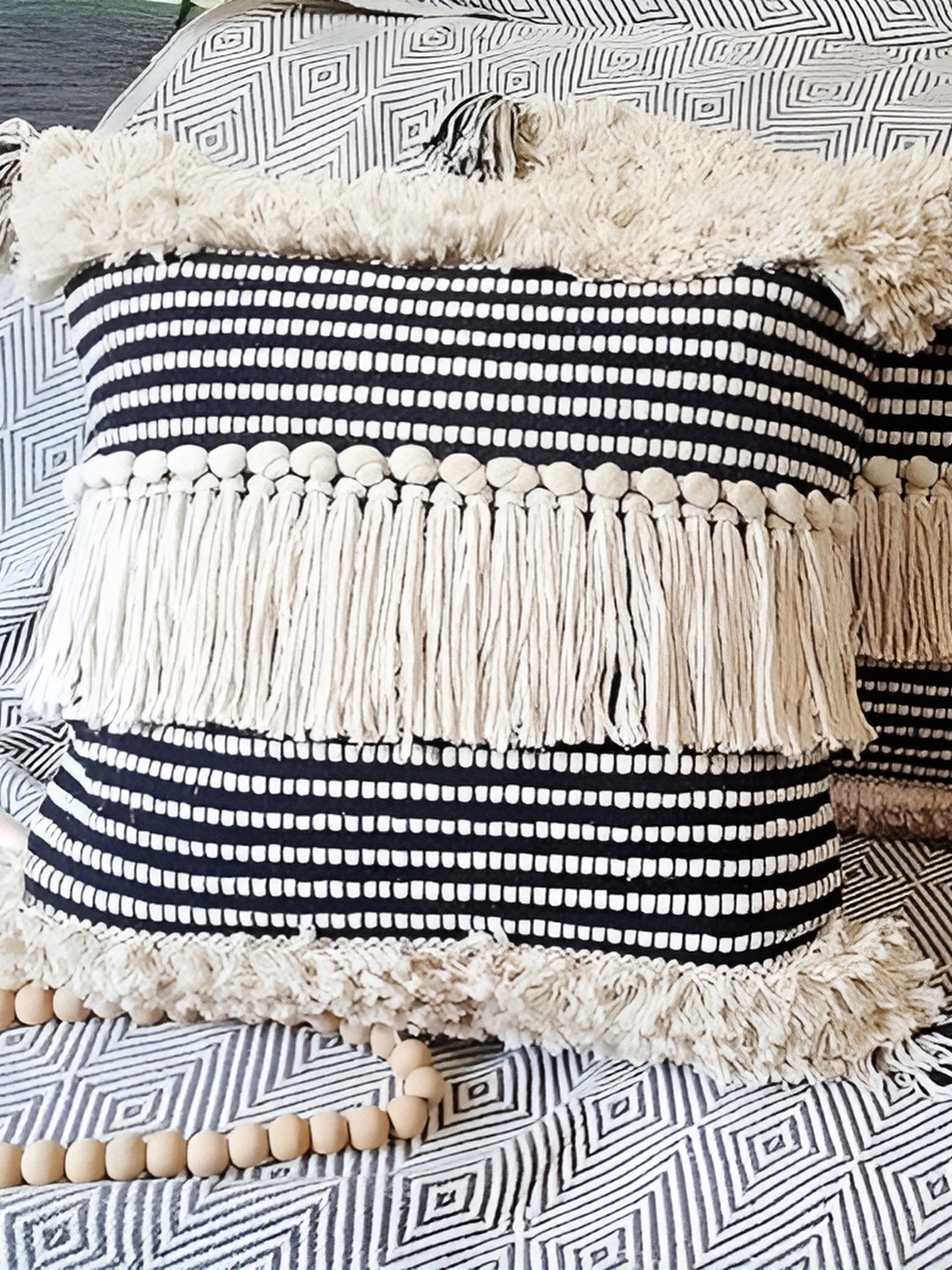 

Textile and Beyond Off White 2 Pieces Cotton Square Cushion Covers