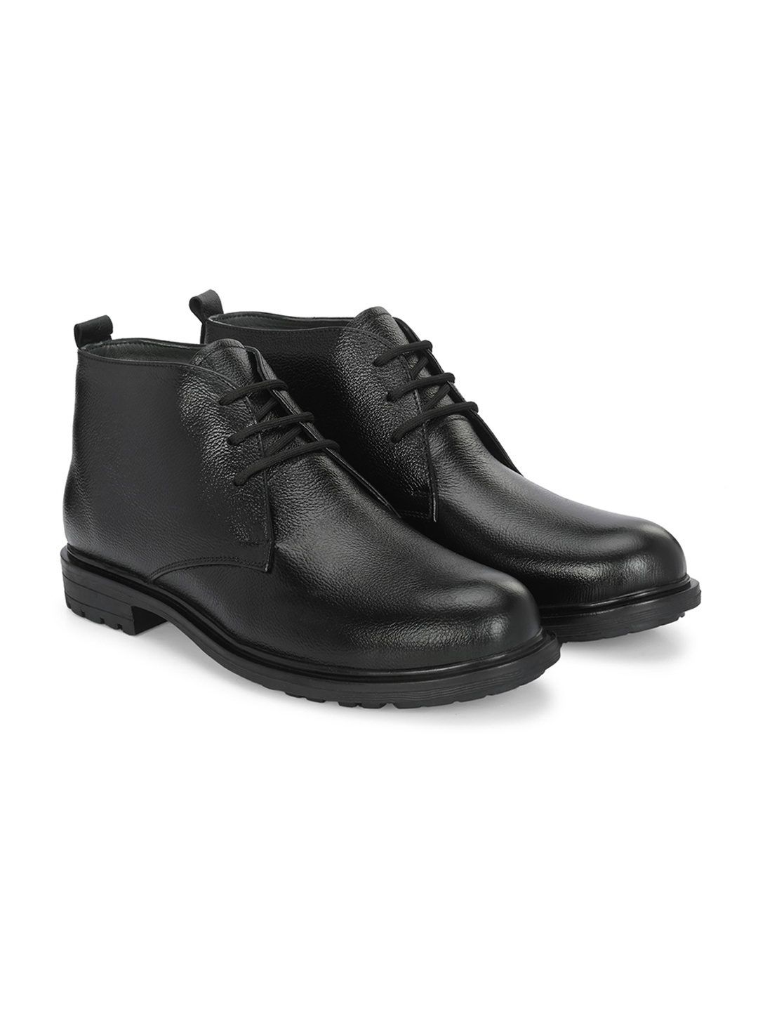 

Azzaro Black Men Lightweight Mid-Top Leather Boots