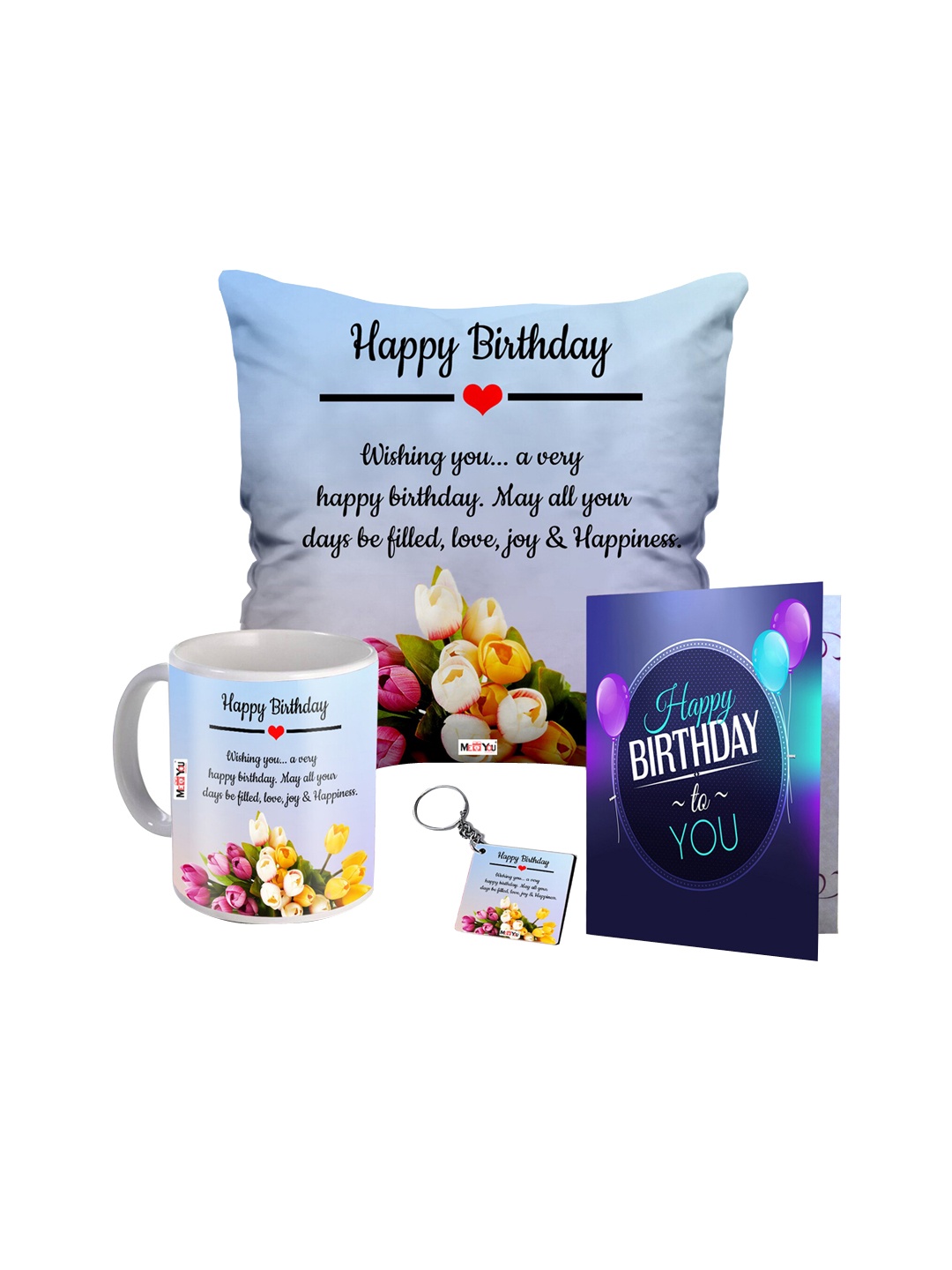

ME & YOU White & Pink 4 Pieces Printed Home Gift Sets, Blue