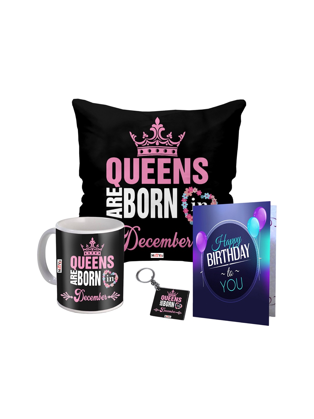 

ME & YOU Black & White 4 Pieces Printed Cushion Mug Card Keychain Home Gift Set