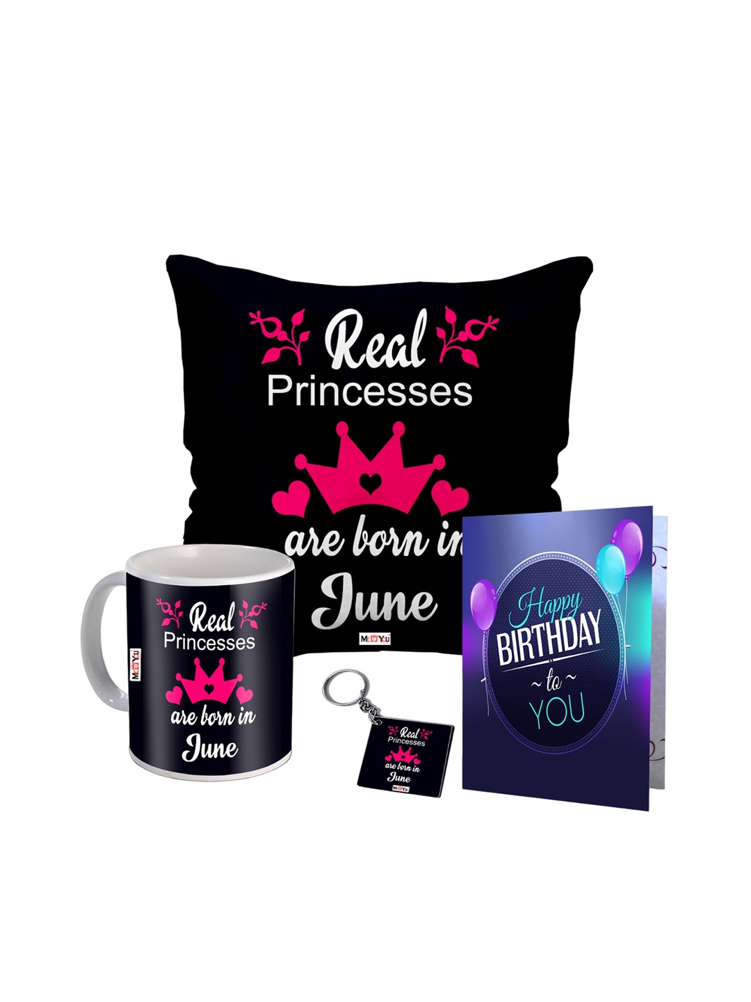 

ME & YOU Black & Purple 4 Pieces Printed Birthday Gift Set