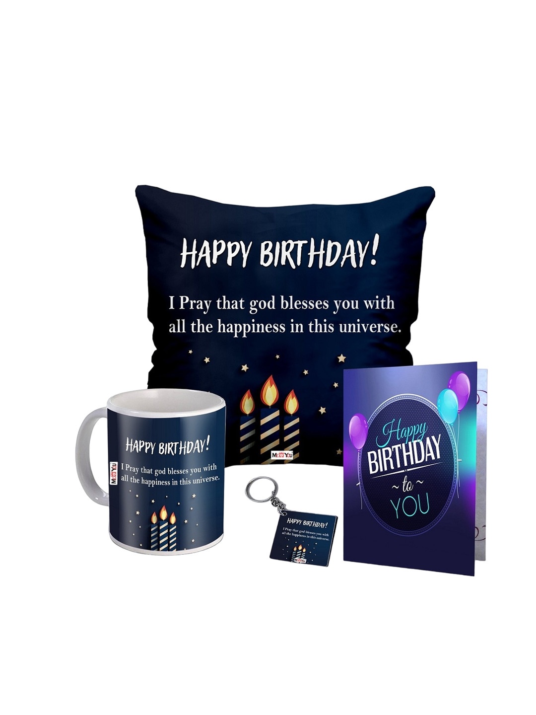 

ME & YOU Navy blue & Purple 4 Pieces Printed Home Gift Set