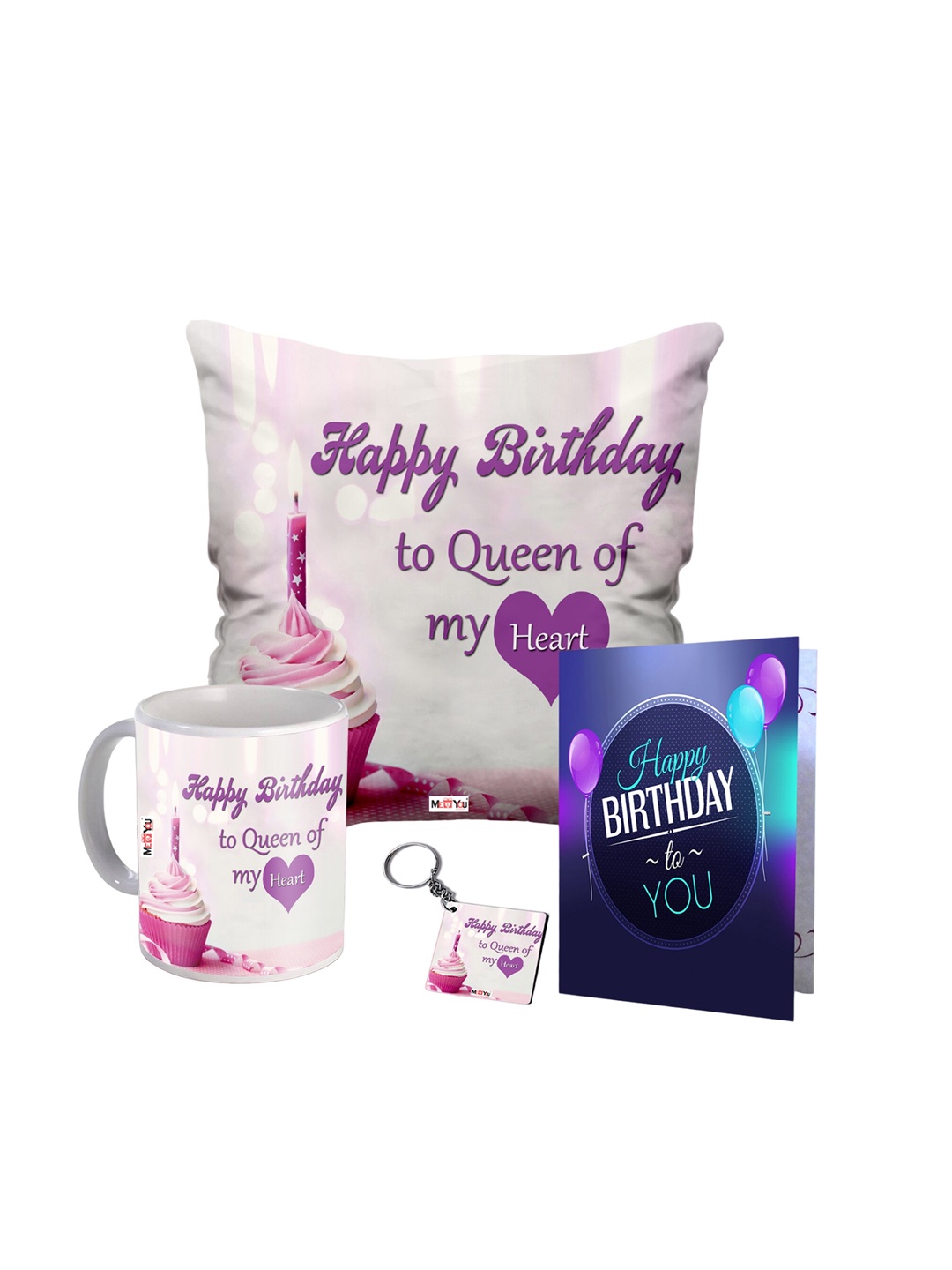 

ME & YOU Purple & White 4 Pieces Printed Home Gift Set