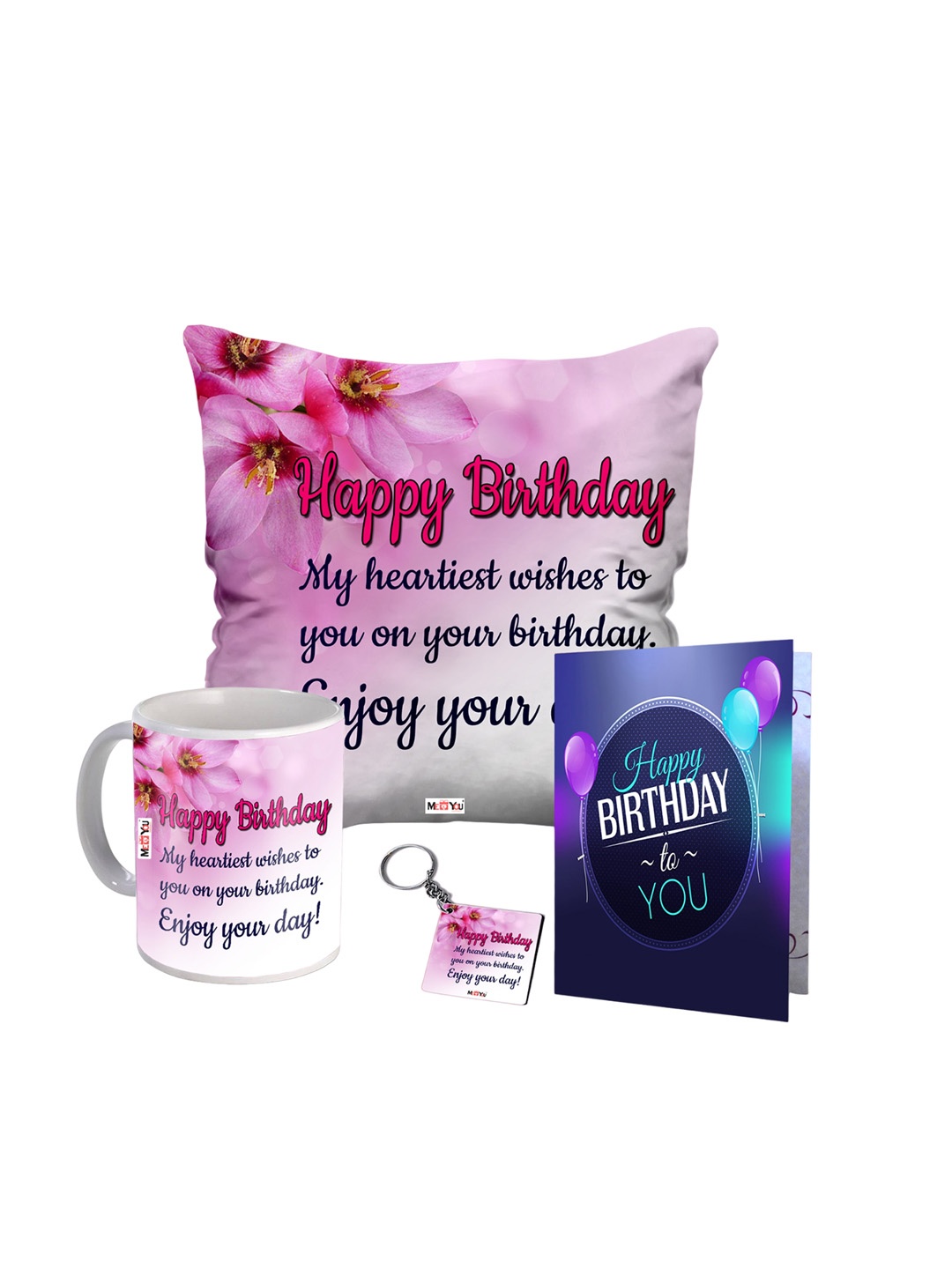 

ME & YOU Pink & white 4 Pieces Printed Birthday Gift Set