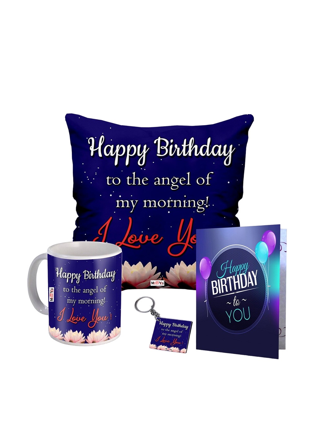 

ME & YOU Blue & White 4 Pieces Printed Home Gift Set