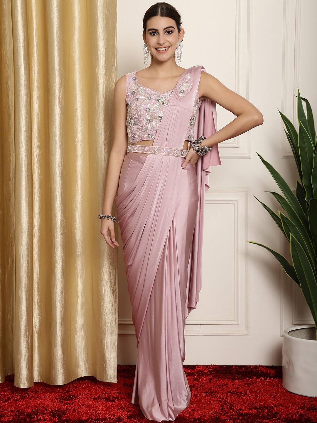 

Grancy Ready to Wear Saree, Pink