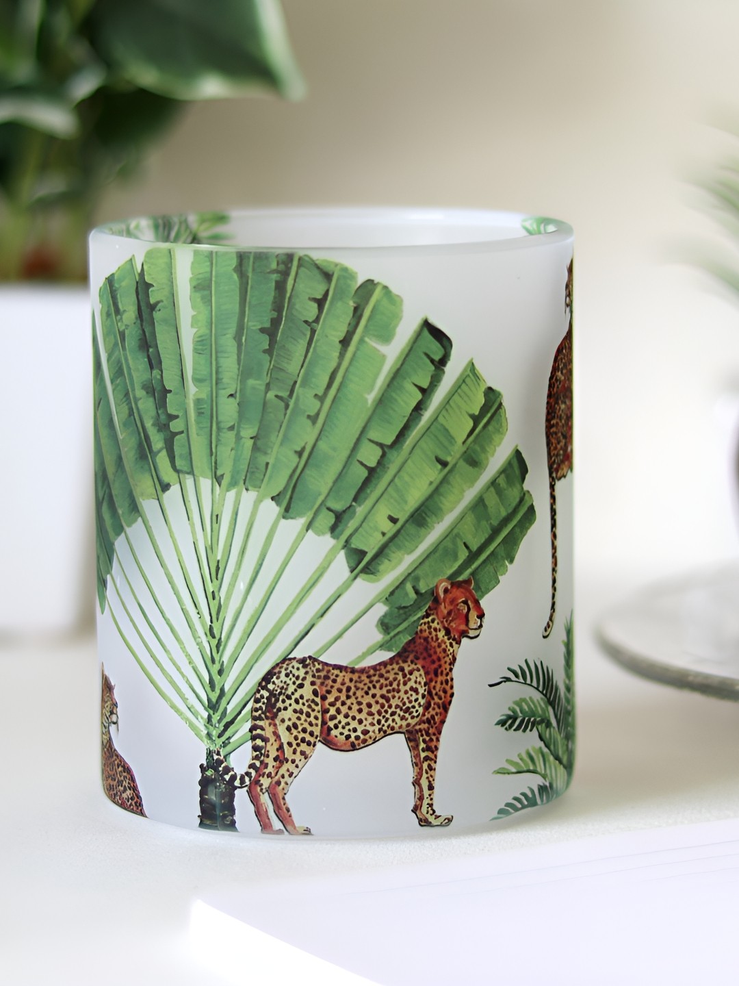 

Strokes by Namrata Mehta Green Floral Printed Glass Mug 350ml