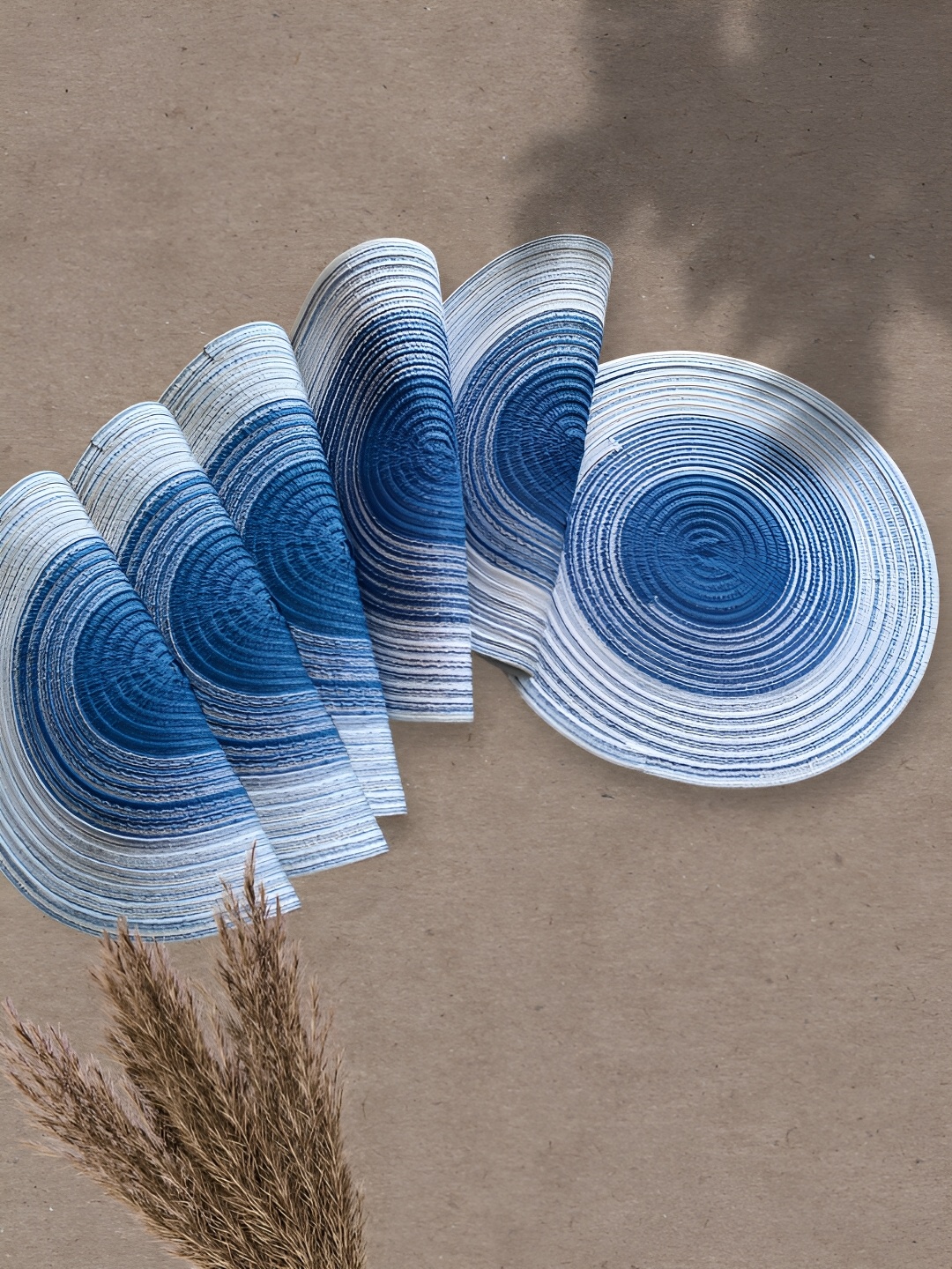 

YELONA Blue 6 Pieces Striped Non Slip Cotton Table Placemats, Navy blue