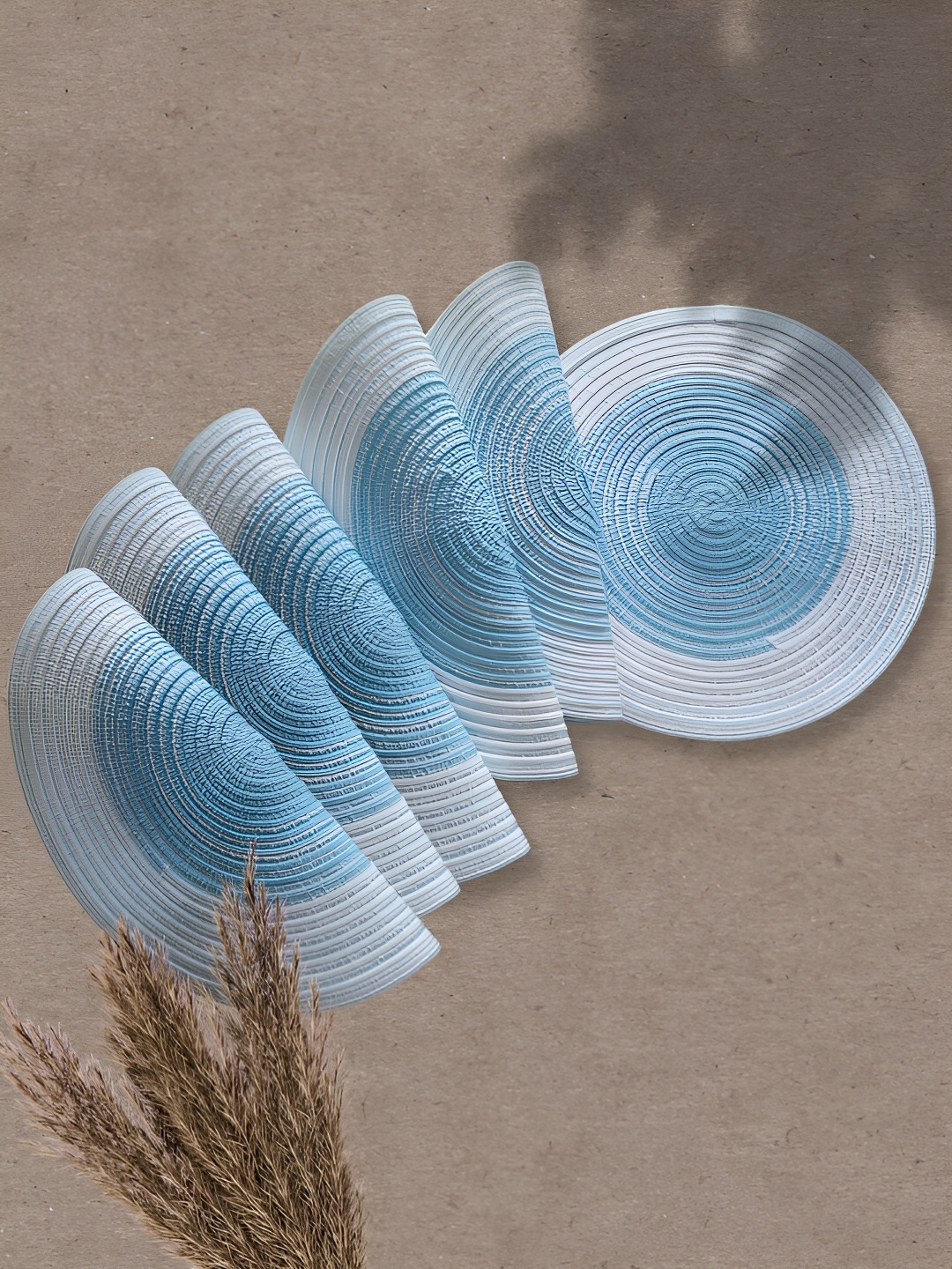 

YELONA Blue 6 Pieces Striped Non Slip Cotton Table Placemats