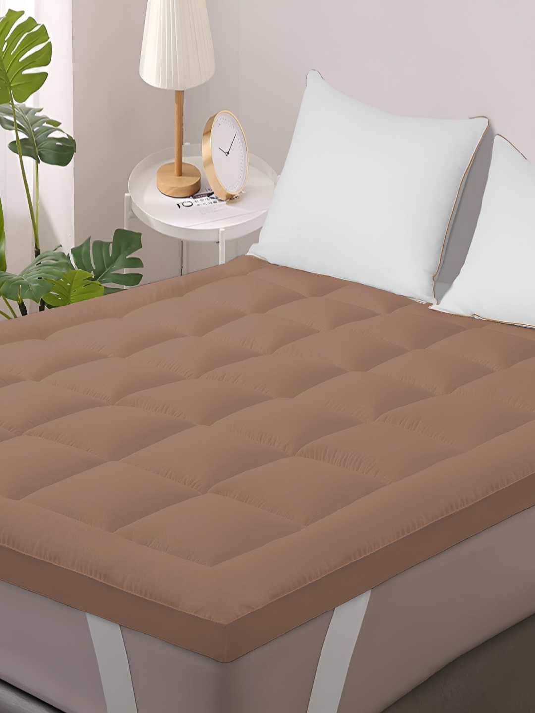 

LINENOVATION Brown Quilted Breathable Mattress Protector