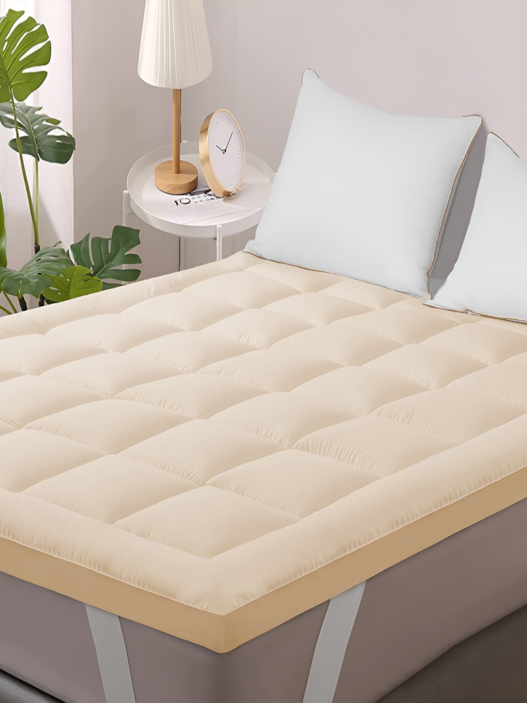 

LINENOVATION Beige Quilted Breathable Mattress Protector