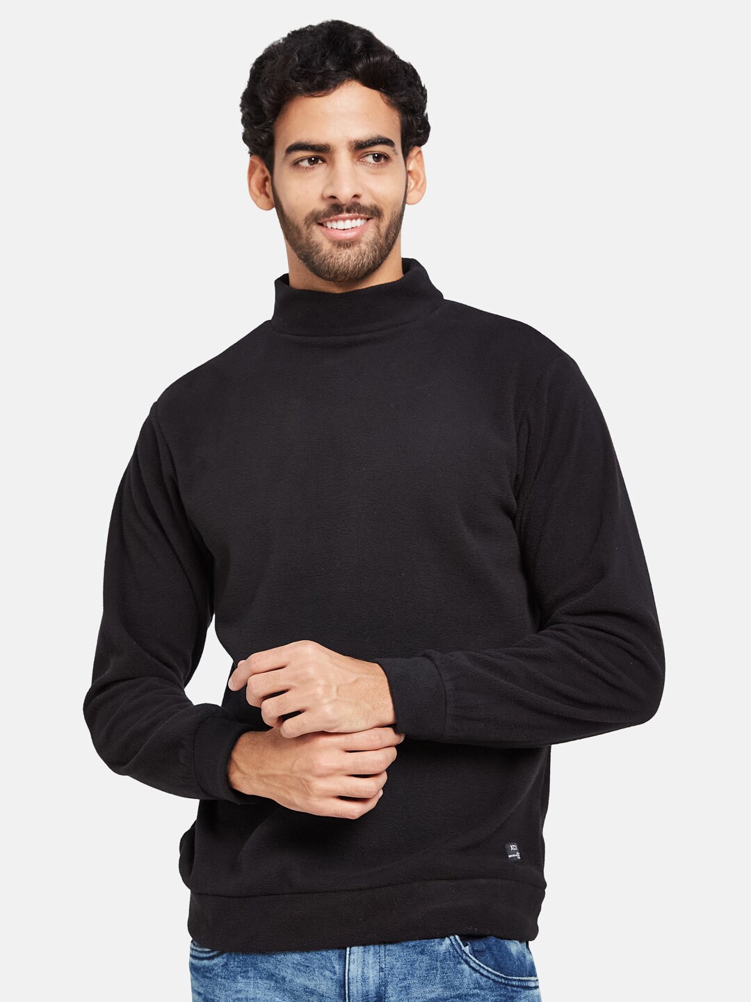 

Octave Mock Collar Fleece Pullover, Black