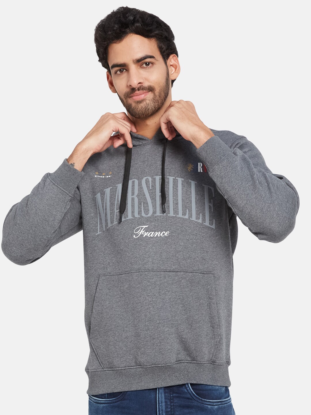 

Octave Typographic Printed Hooded Fleece Sweatshirt, Grey