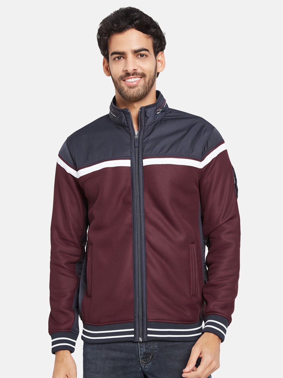 

Octave Colourblocked Fleece Pullover Sweatshirt, Maroon
