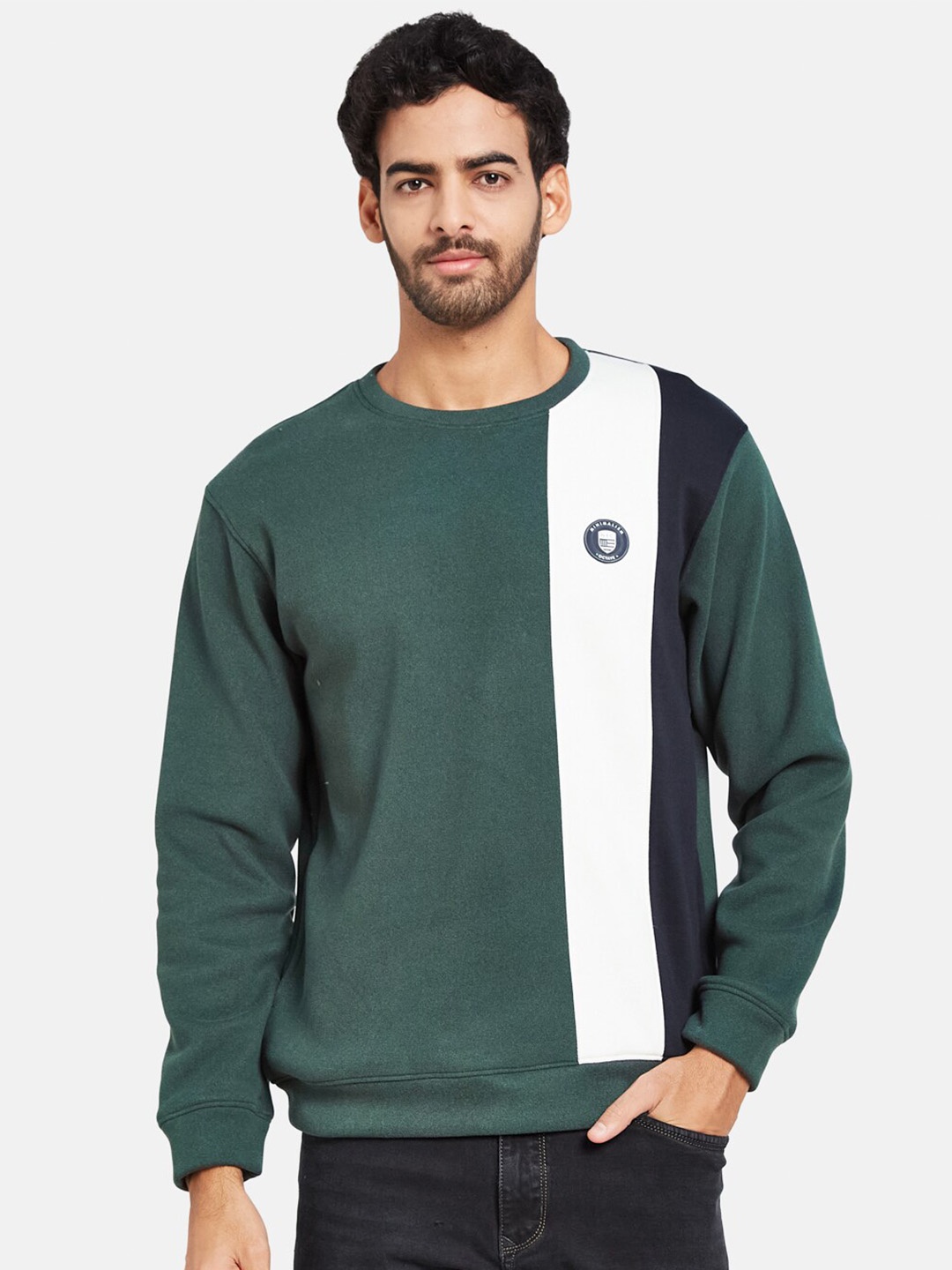 

Octave Colourblocked Fleece Pullover Sweatshirt, Green