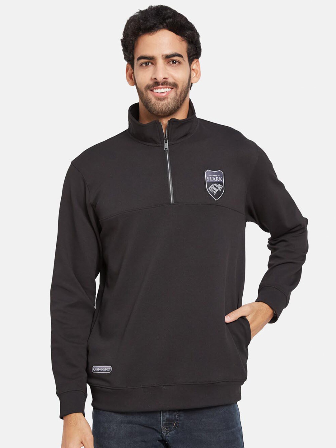 

Octave Mock Collar Fleece Pullover, Black