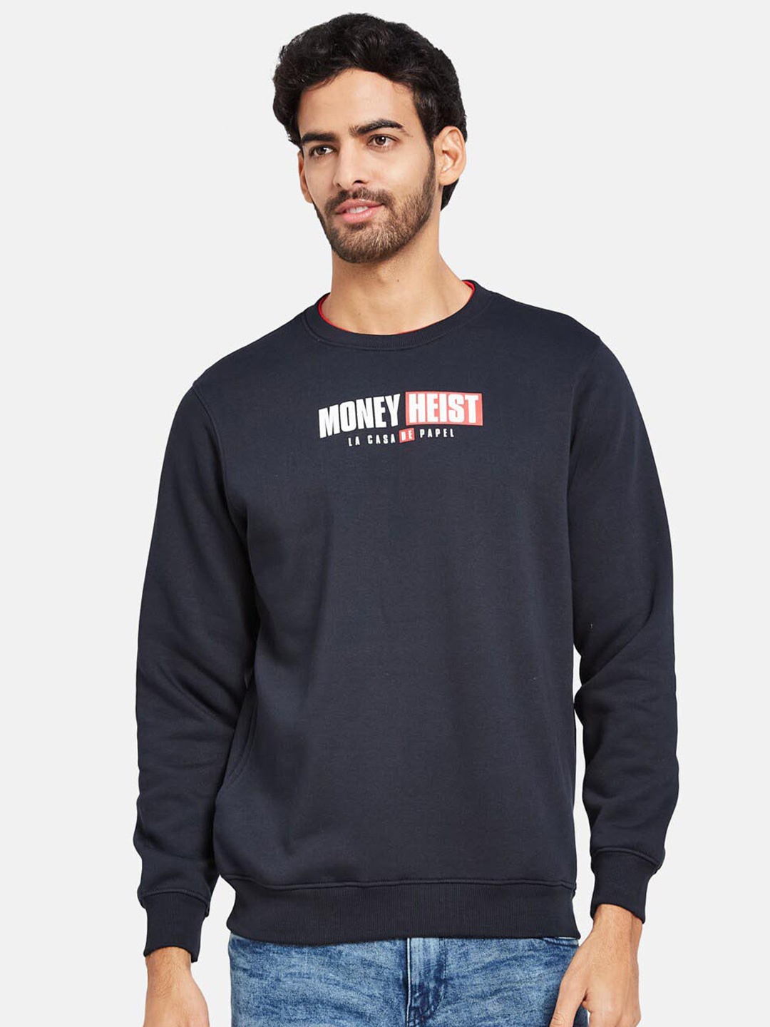 

Octave Money Heist Printed Fleece Sweatshirt, Navy blue