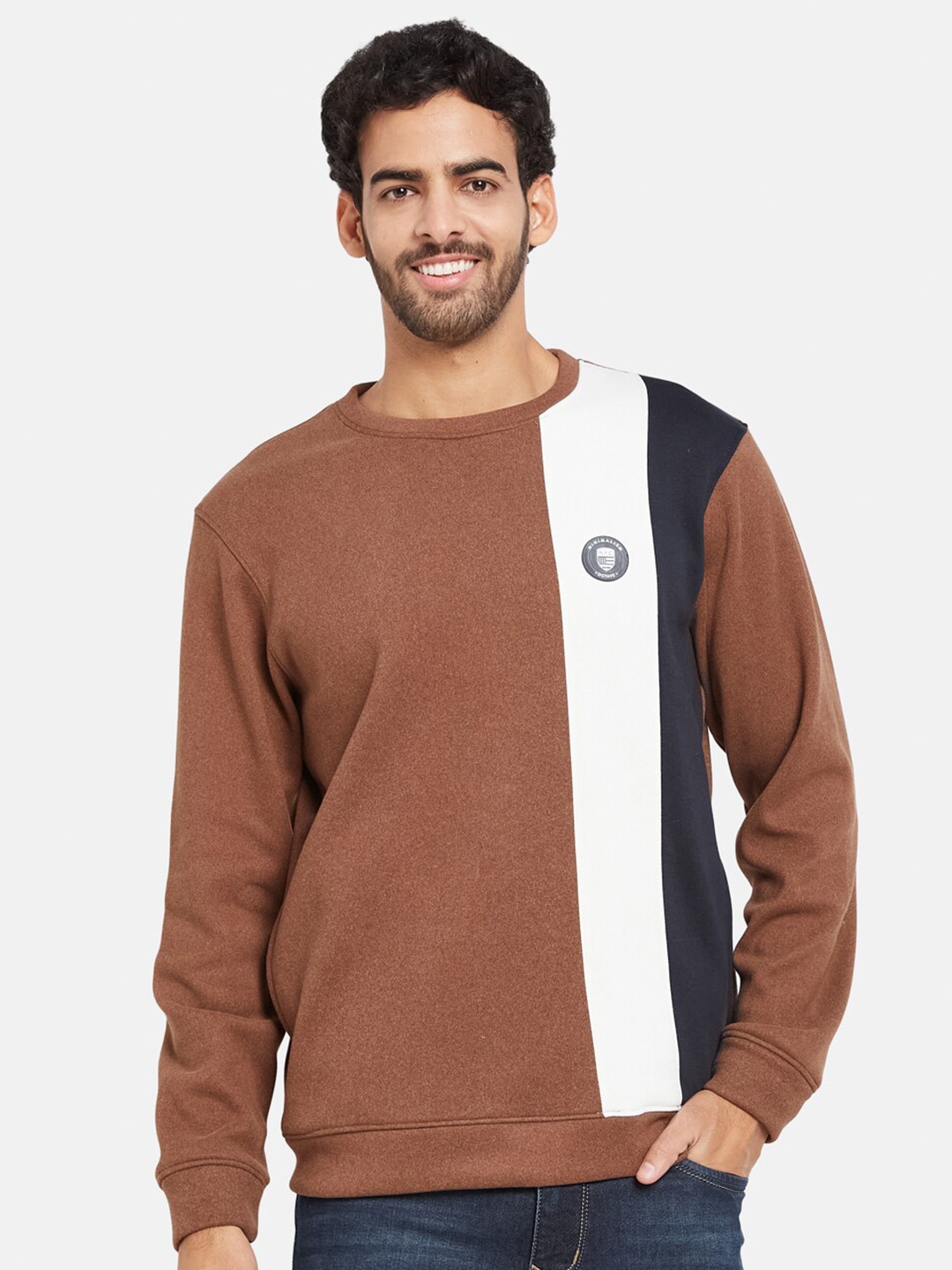 

Octave Colourblocked Pullover Fleece Sweatshirt, Brown