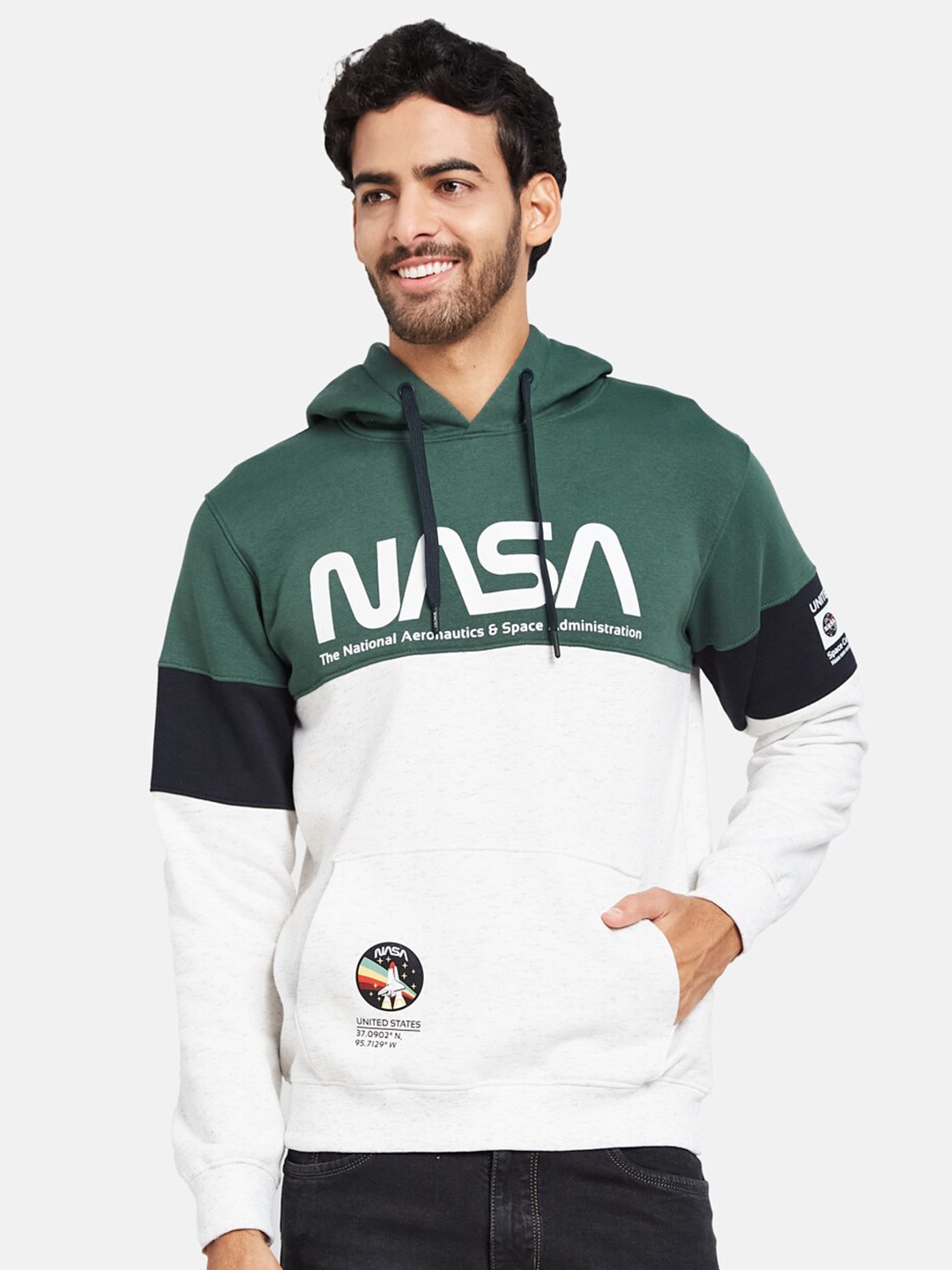 

Octave Typography Printed Hooded Fleece Sweatshirt, Green