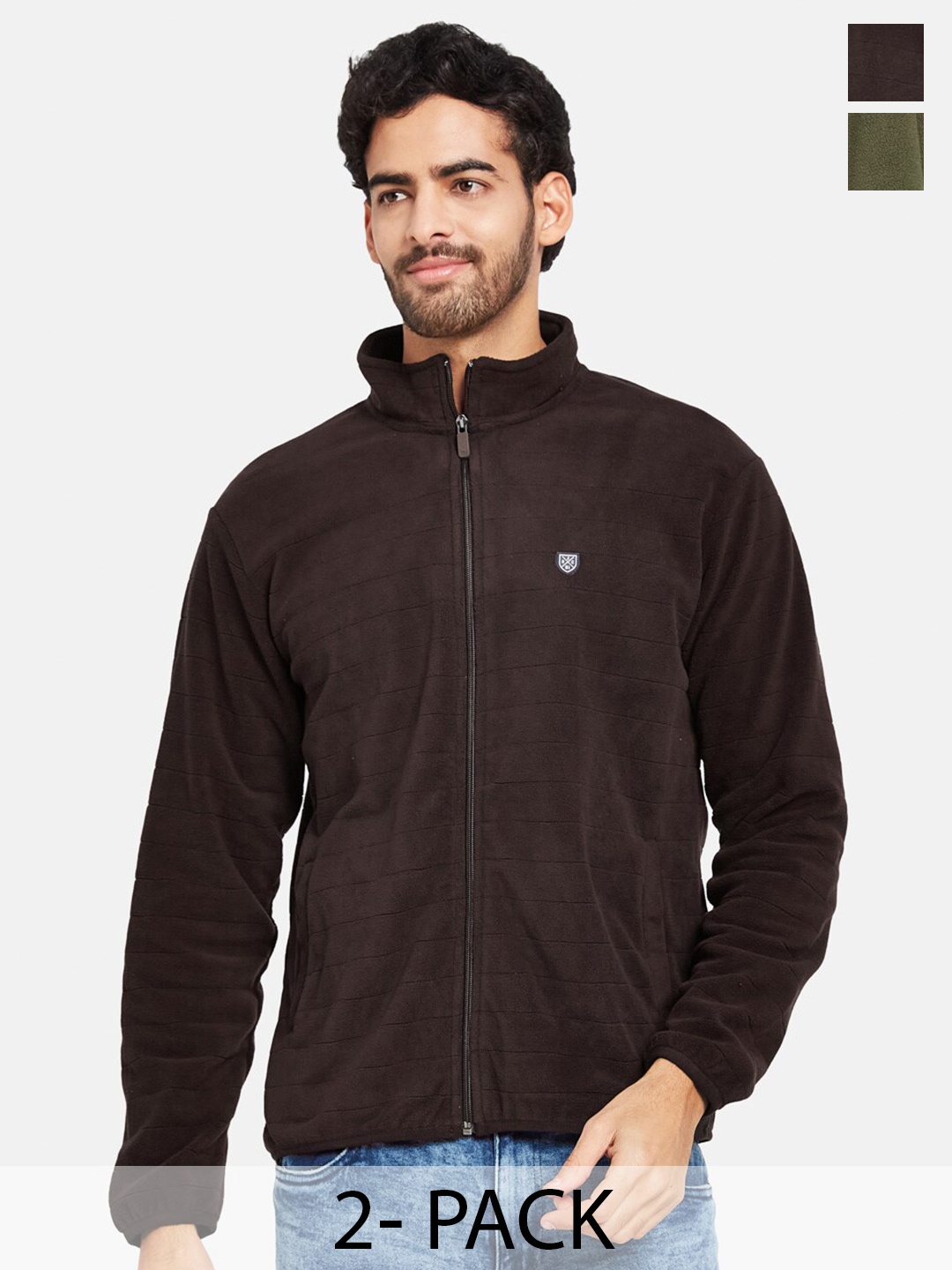 

Octave Pack Of 2 Mock Collar Fleece Front-Open Sweatshirt, Maroon