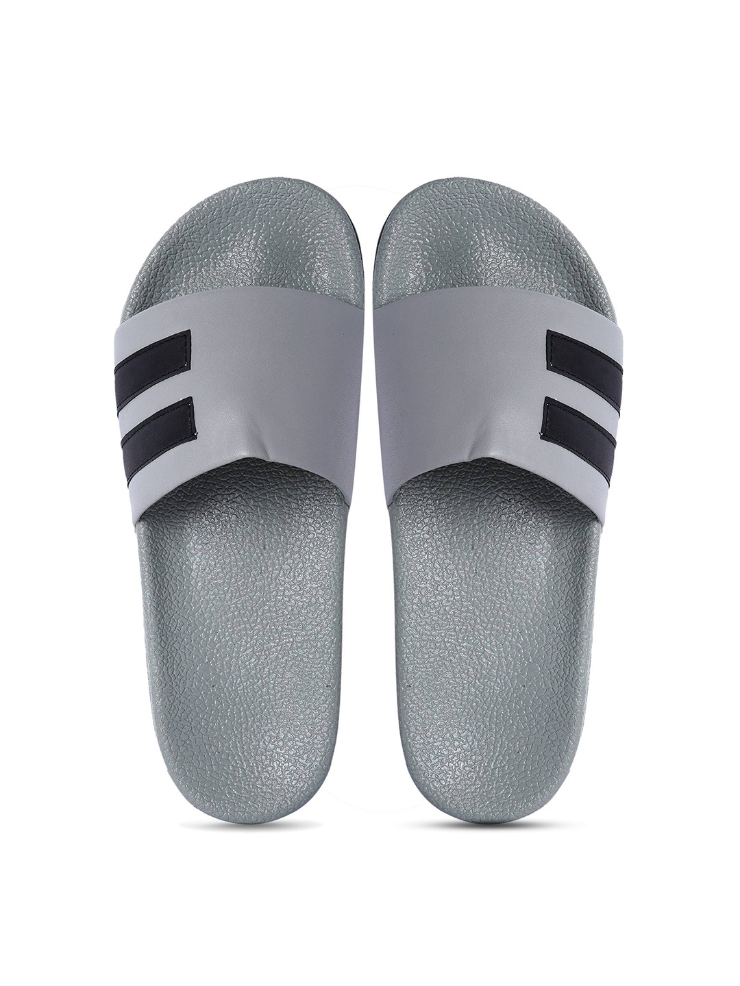 

CLOSHO Men Striped Slip On Sliders, Grey