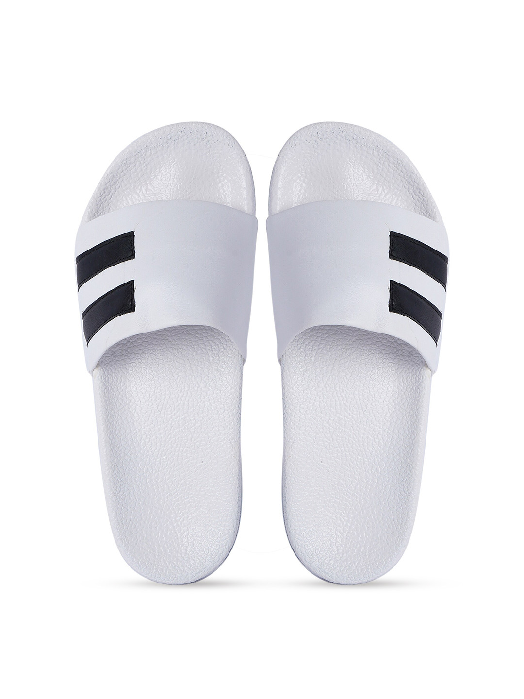 

CLOSHO Men Striped Slip On Sliders, White