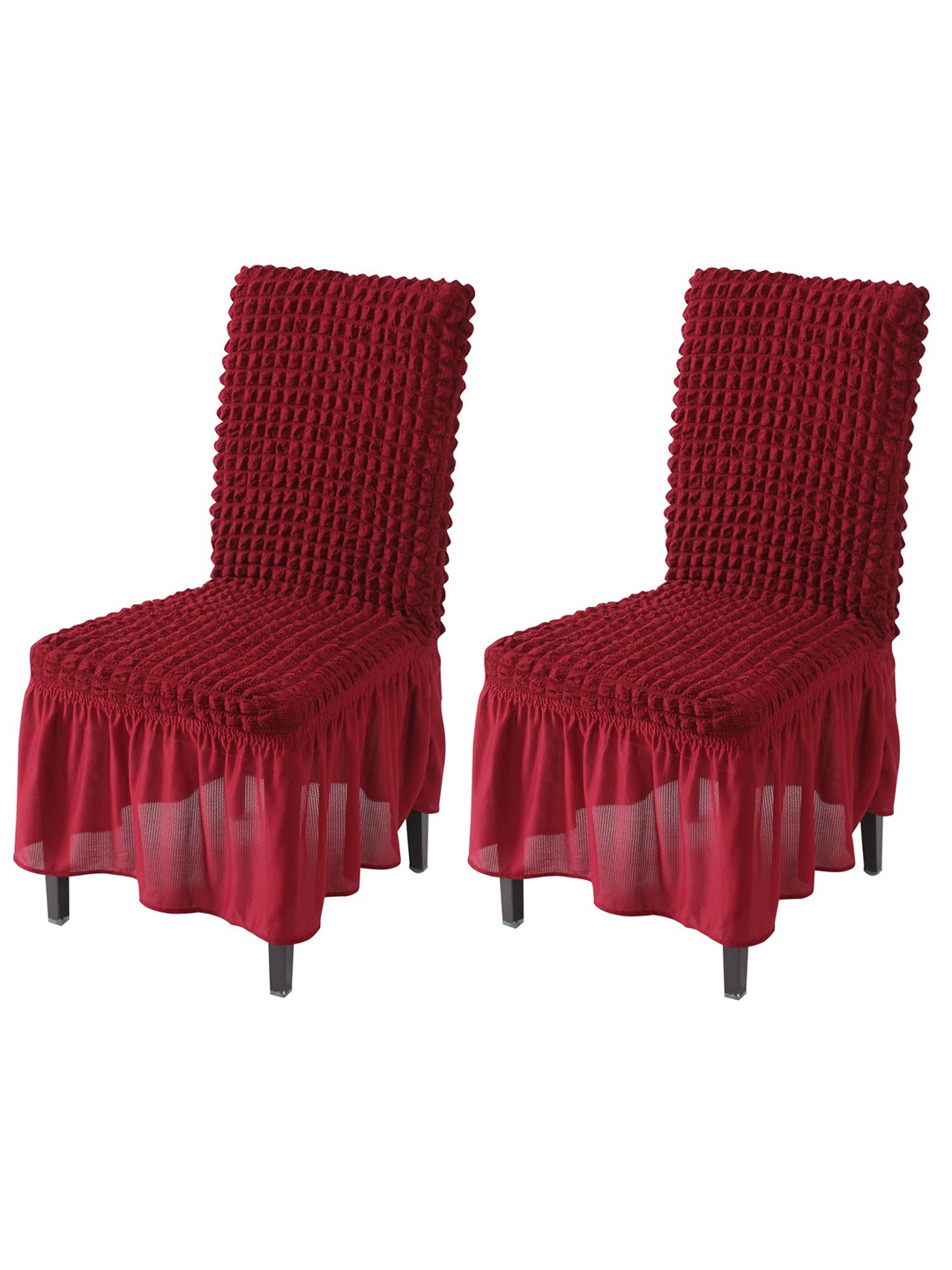 

HOKIPO Red 2 Pieces Bubble Frill Stretchable Chair Covers