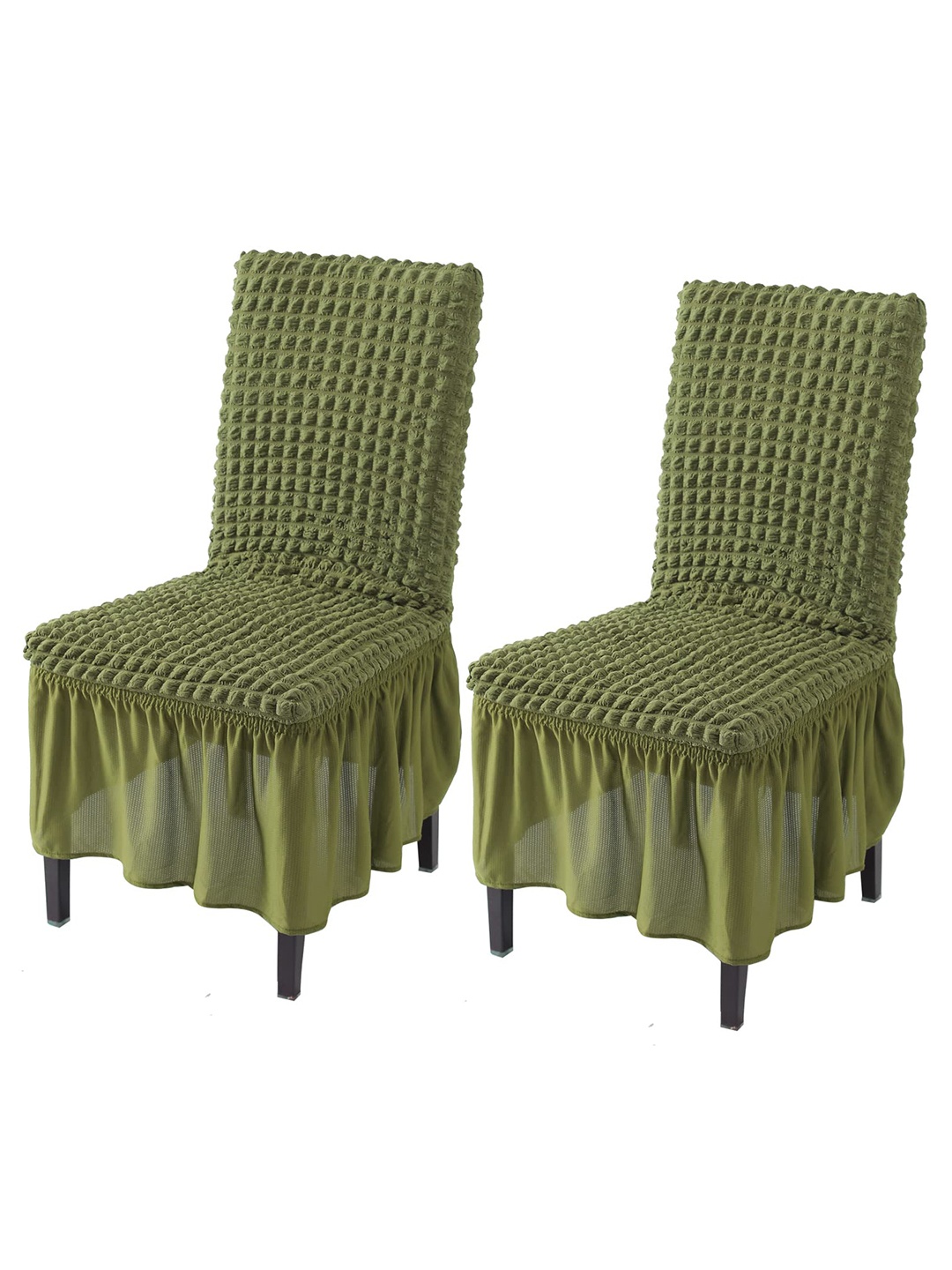 

HOKIPO Green 2 Pieces Bubble Frilled Stretchable Table Chair Covers