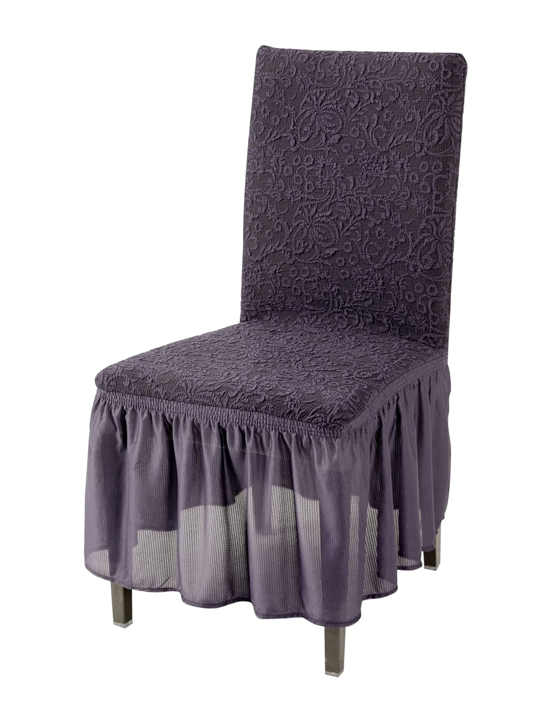 

HOKIPO Grey Jacquard Frill Stretchable Chair Cover