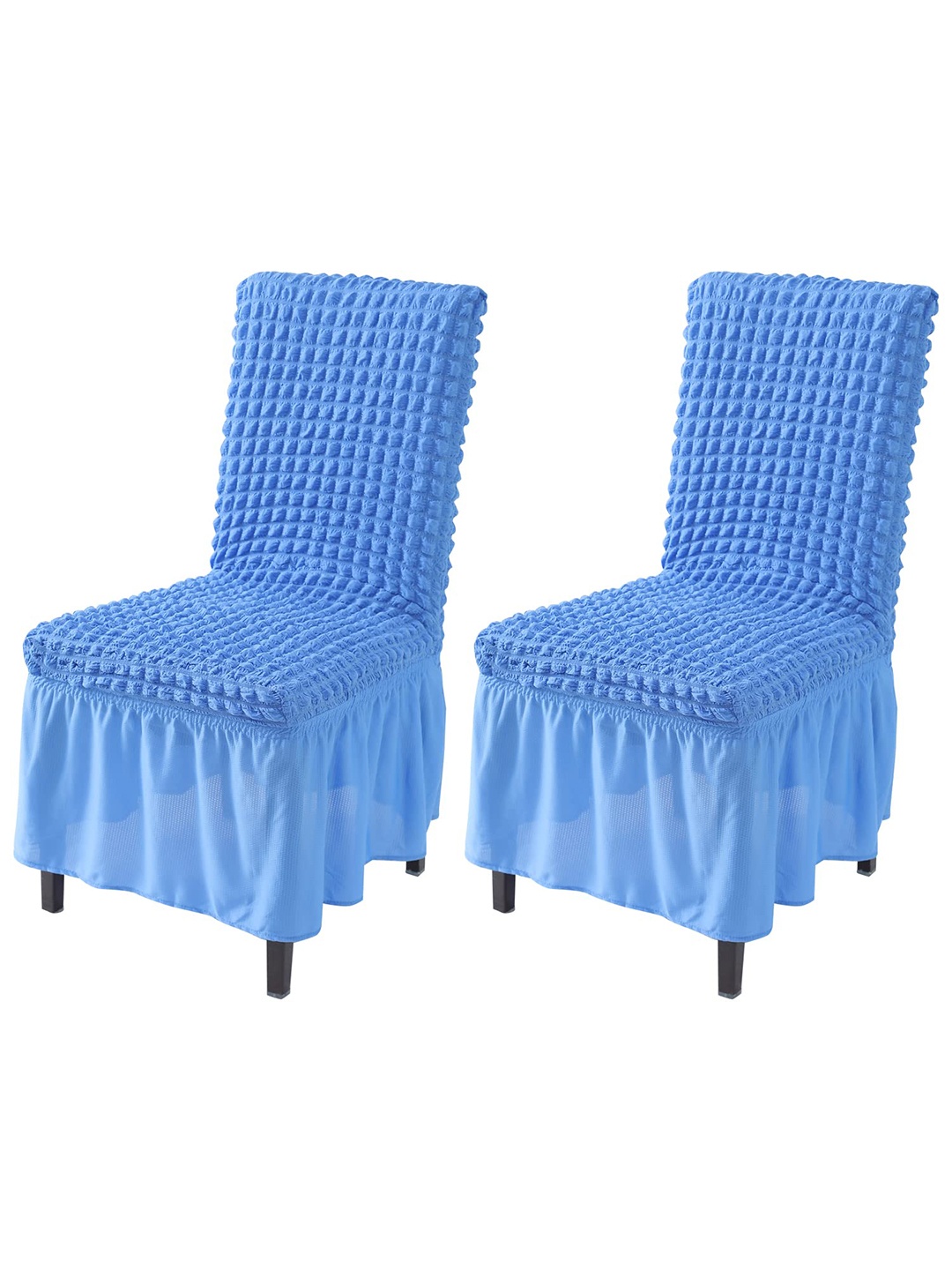 

HOKIPO Blue 2 Pieces Bubble Frill Stretchable Table Chair Covers