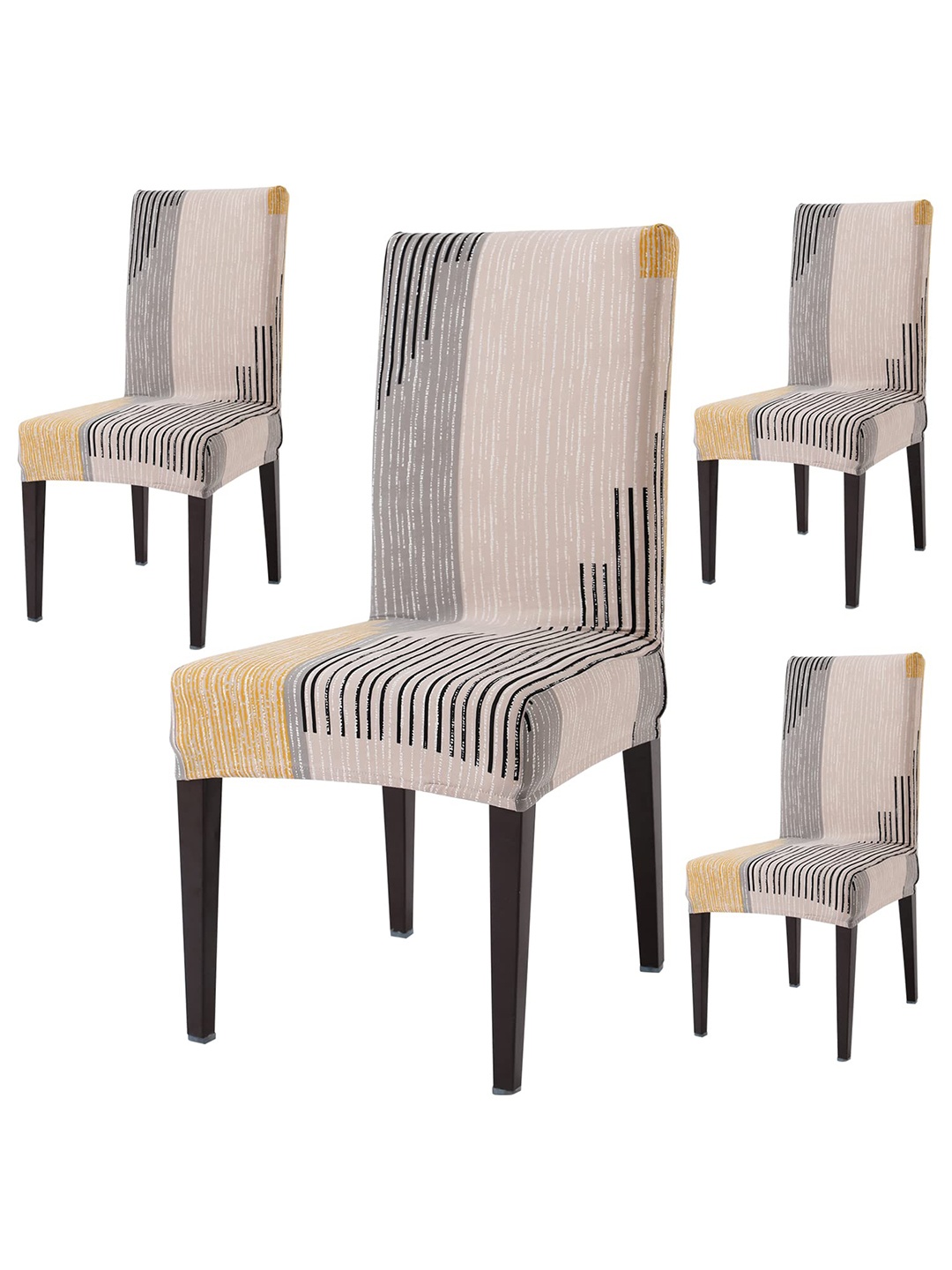 

HOKIPO 4 Pieces Printed Stretchable Table Chair Covers, Grey