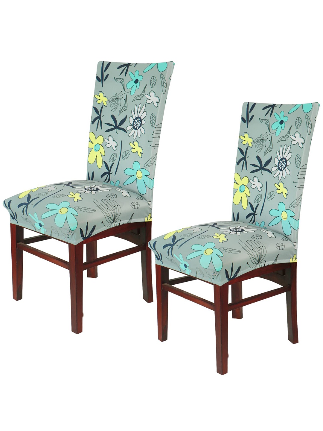 

HOKIPO Grey 2 Piece Printed Stretchable Chair Covers