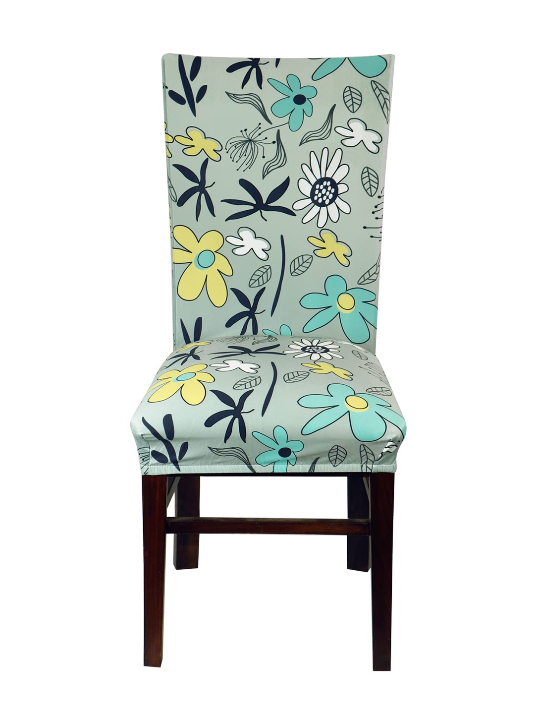 

HOKIPO Grey & Yellow Printed Elastic Stretchable Chair Cover