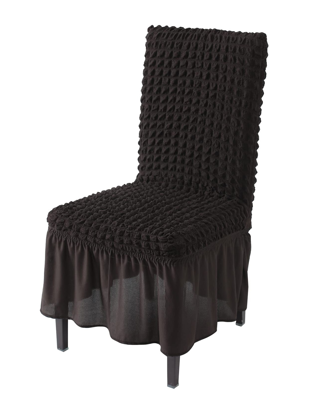 

HOKIPO Brown Bubble Frill Stretchable Table Chair Cover