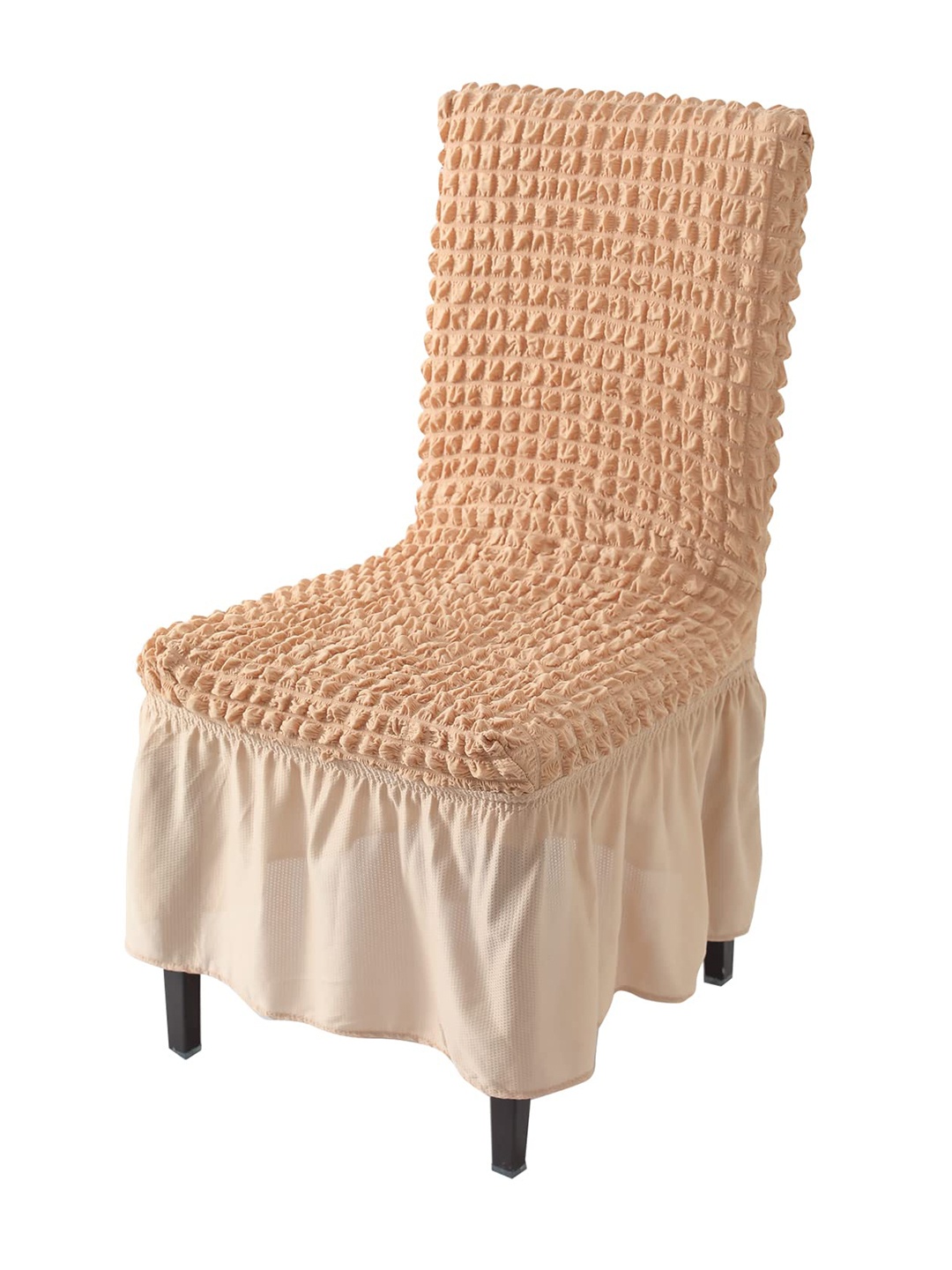 

HOKIPO Beige Bubble Frill Stretchable Chair Cover