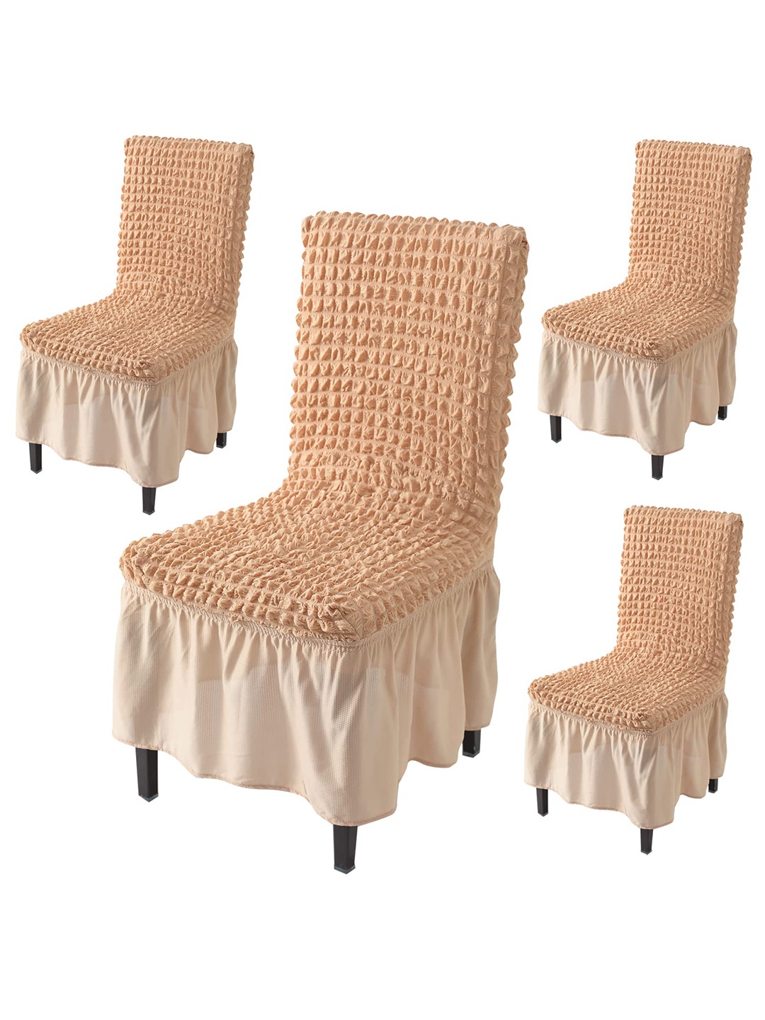 

HOKIPO Beige 4 Pieces Bubble Frill Stretchable Chair Covers