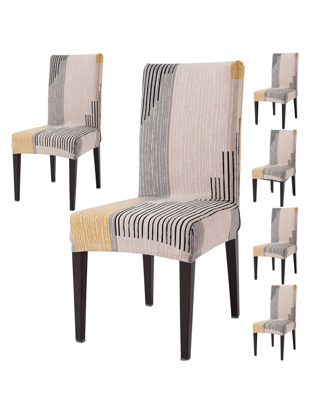 

HOKIPO 6 Pieces Stretchable Elastic Chair Covers, Grey