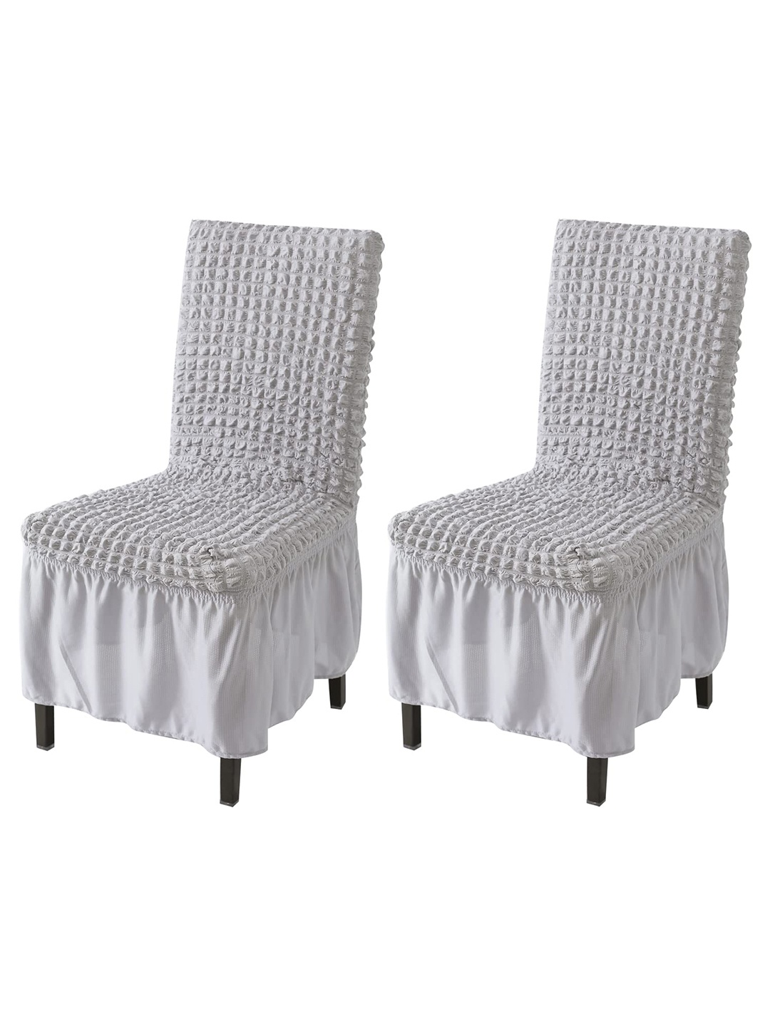 

HOKIPO Grey & White2-Pcs Bubble Frill Stretchable Chair Covers